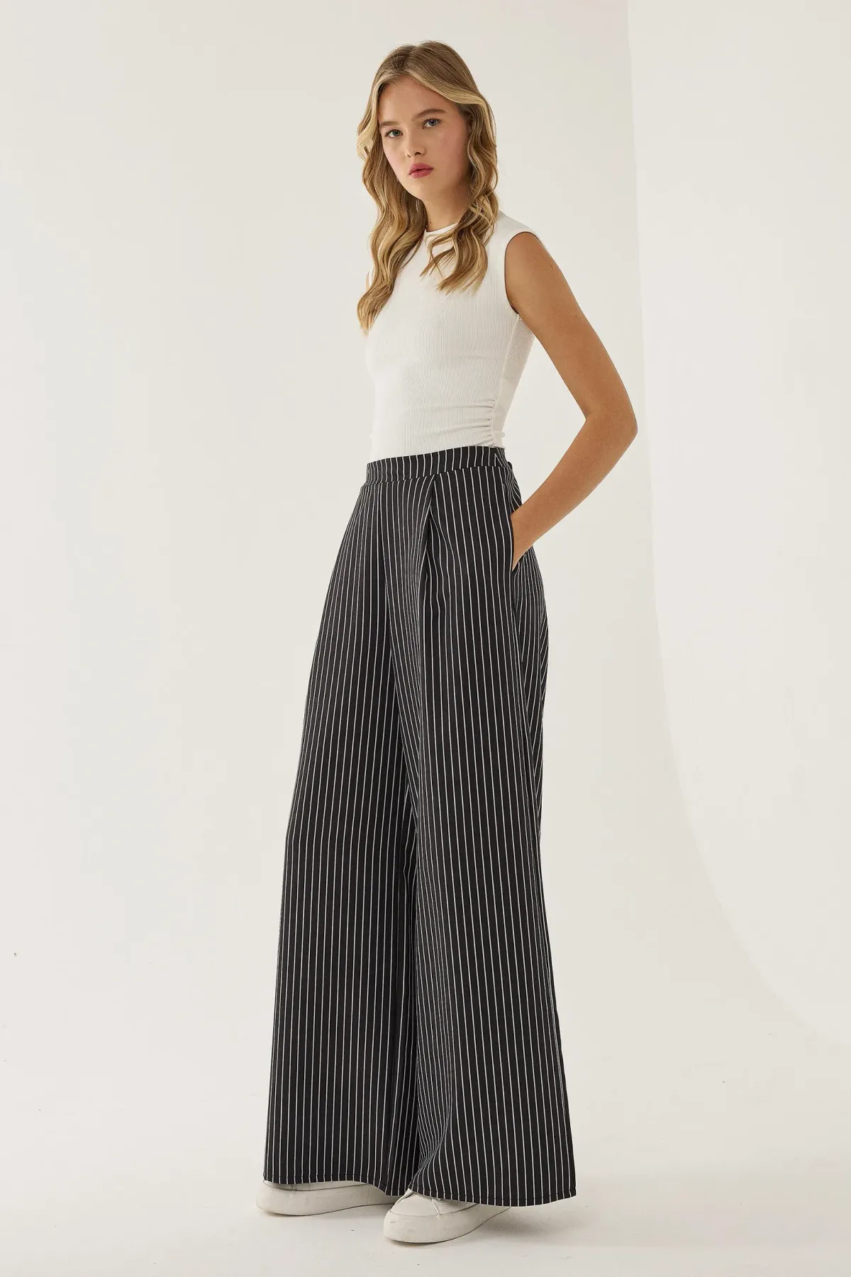 High Waist Striped Wide Leg Pants 1