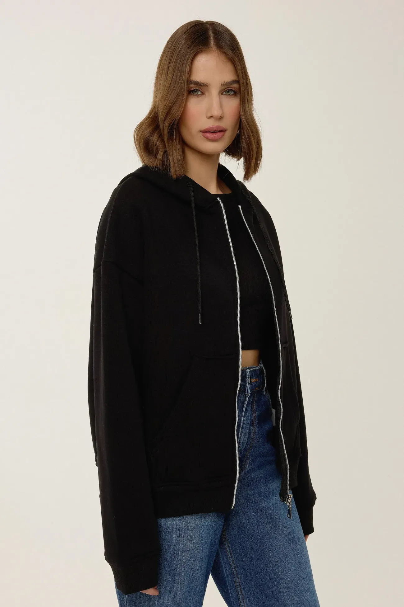 Relaxed Fit Zip-Up Hoodie 4