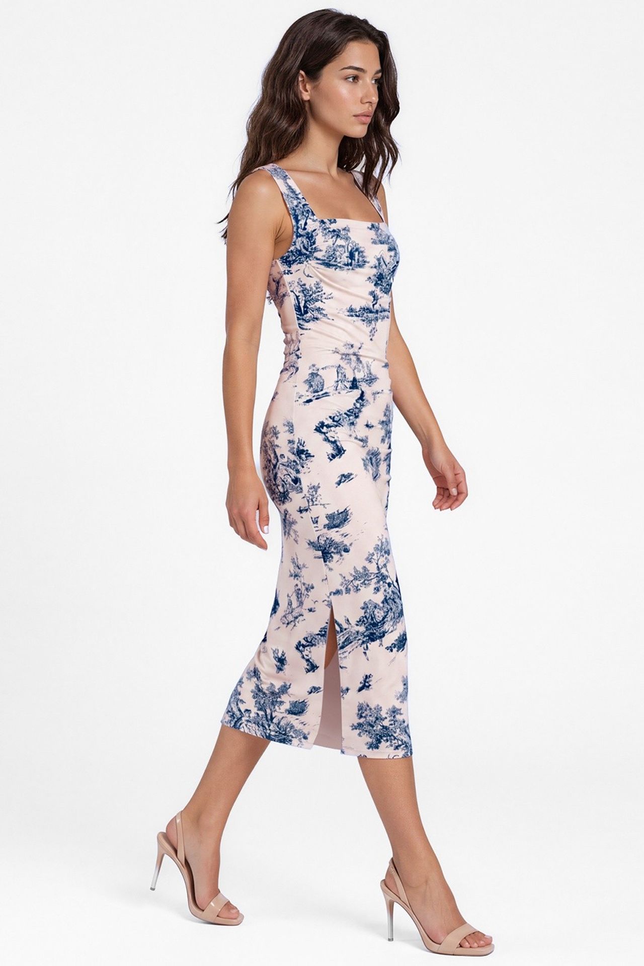 Patterned Square-Neck Midi Dress 2