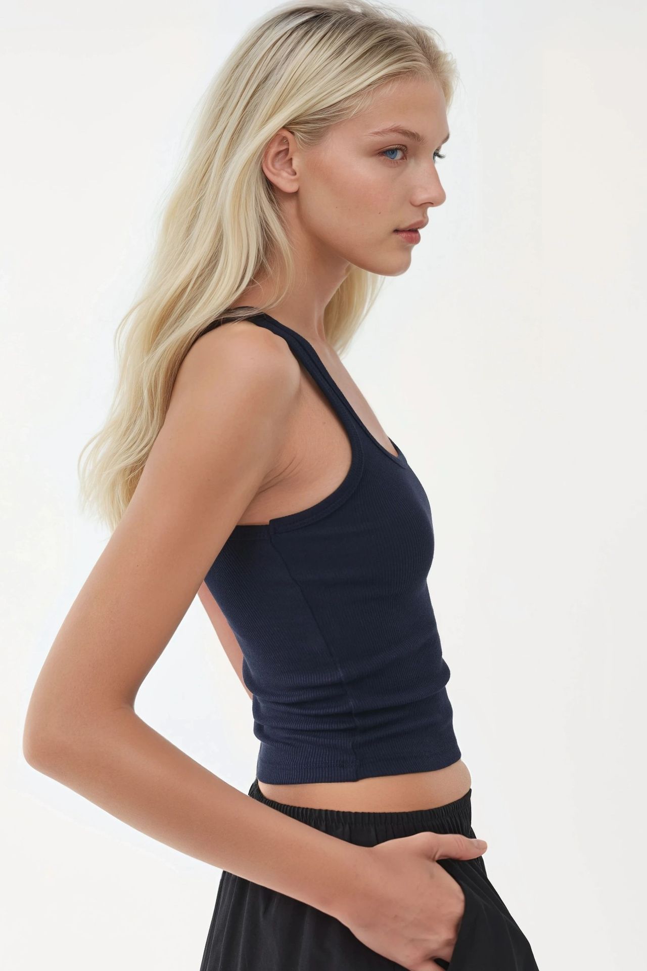 BUSEM Fitted U Collar Knitted Tank Top 2