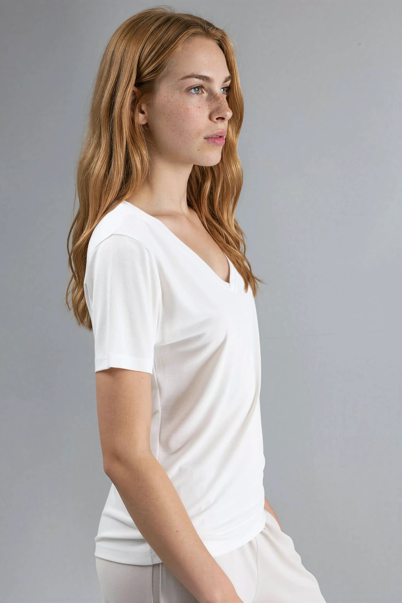 BUSEM V-Neck Short Sleeve Modal Blouse 2