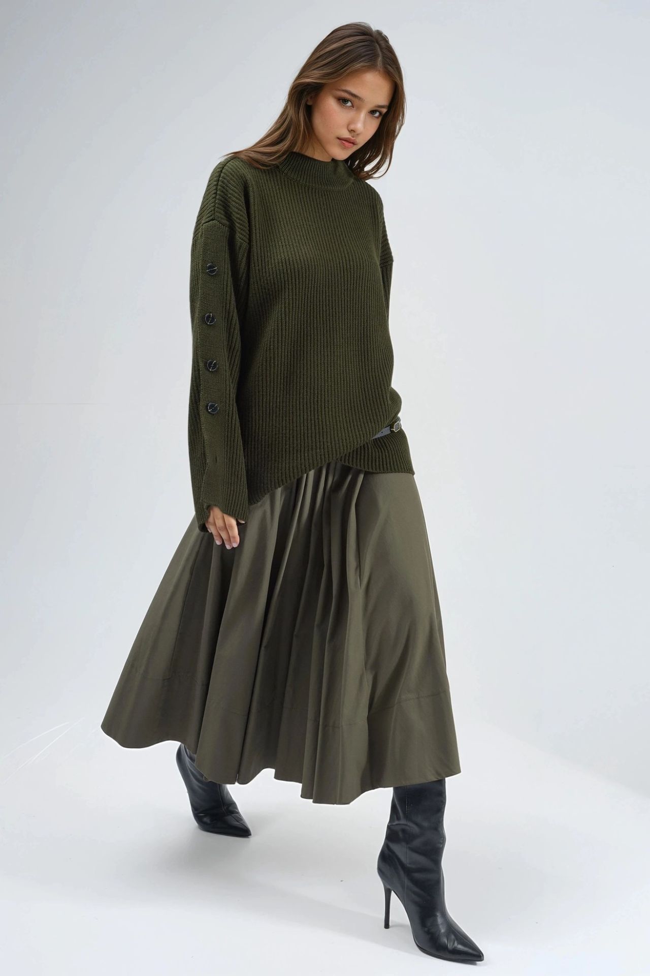 Thick Knit Slit and Button Detailed Sweater 4