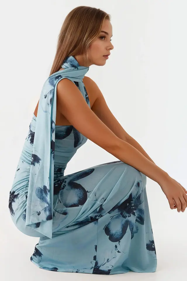 Strapless Printed Bodycon Maxi Dress