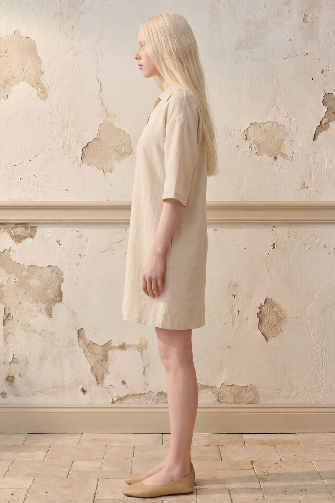 MY FASHION Polo Collar Mini Dress with Three Quarter Sleeves 2
