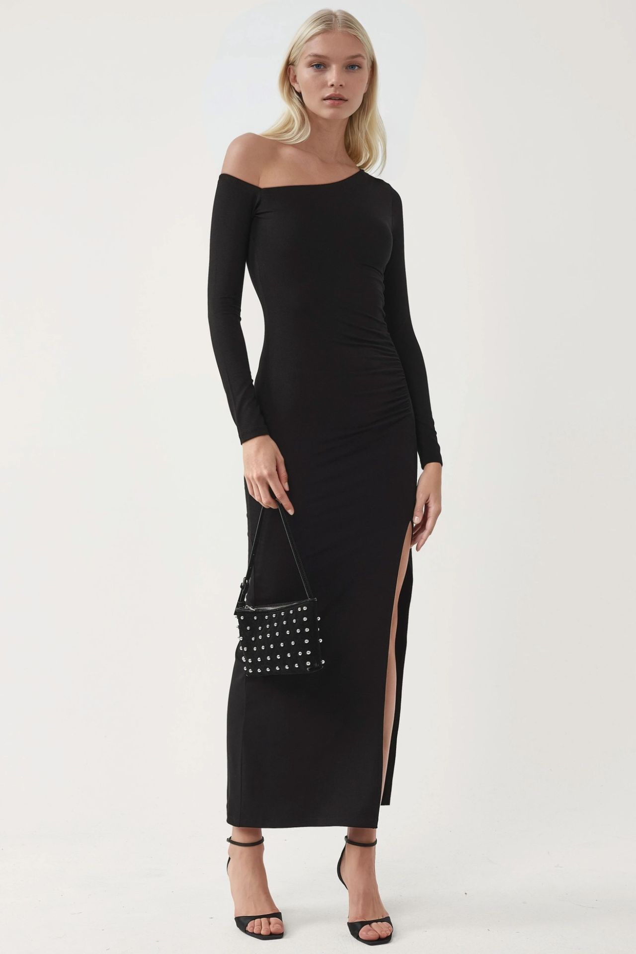 BUSEM Asymmetrical Collar Maxi Dress with Slit 2
