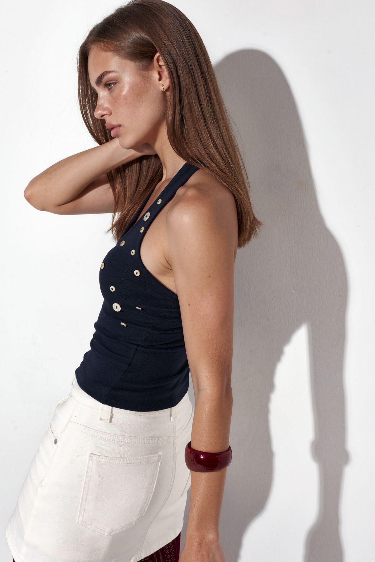 BUSEM İşlemeli Slim Fit Kolsuz Bluz 2