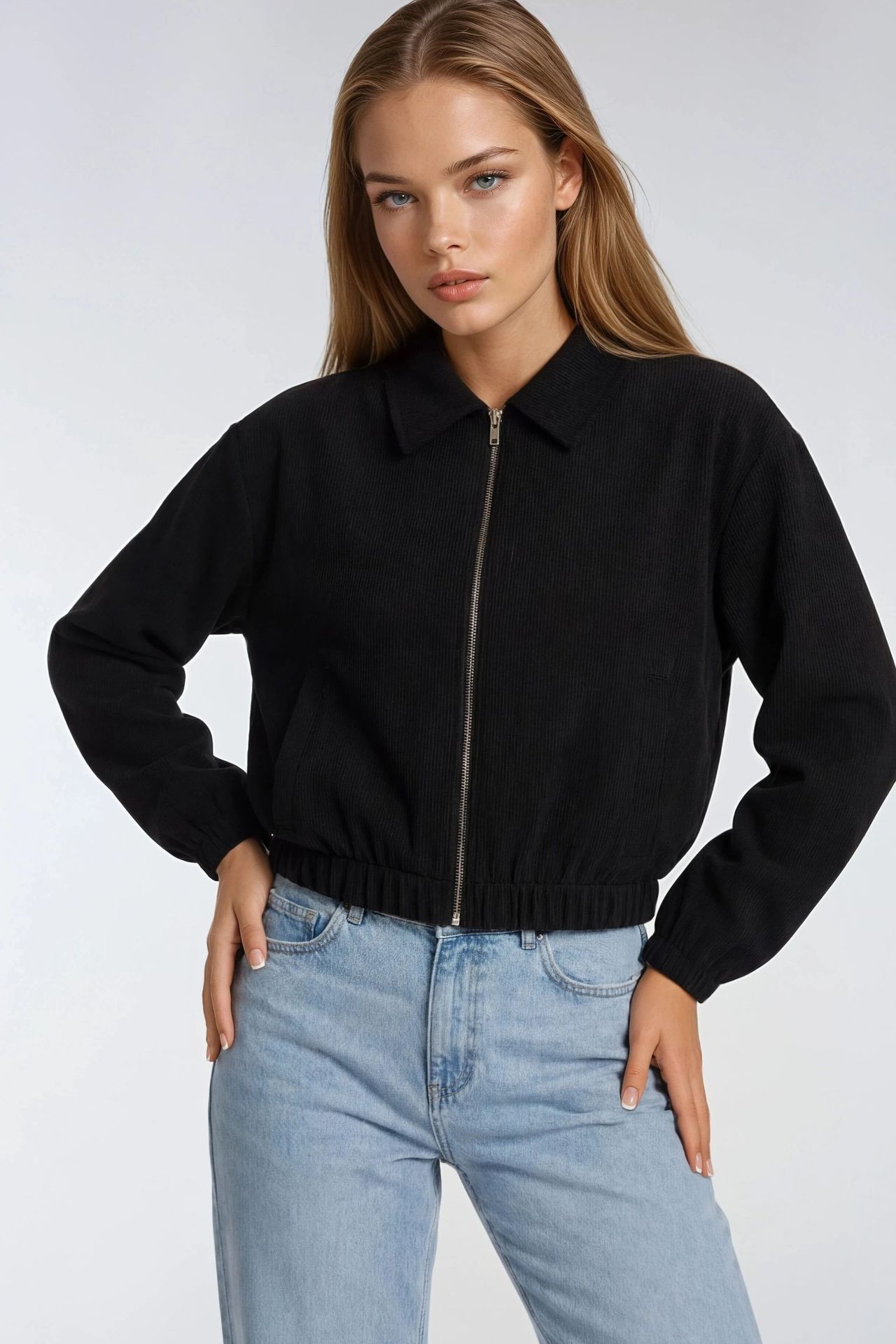 MIXRAY Relaxed Fit Zipper Jacket with Pockets 2