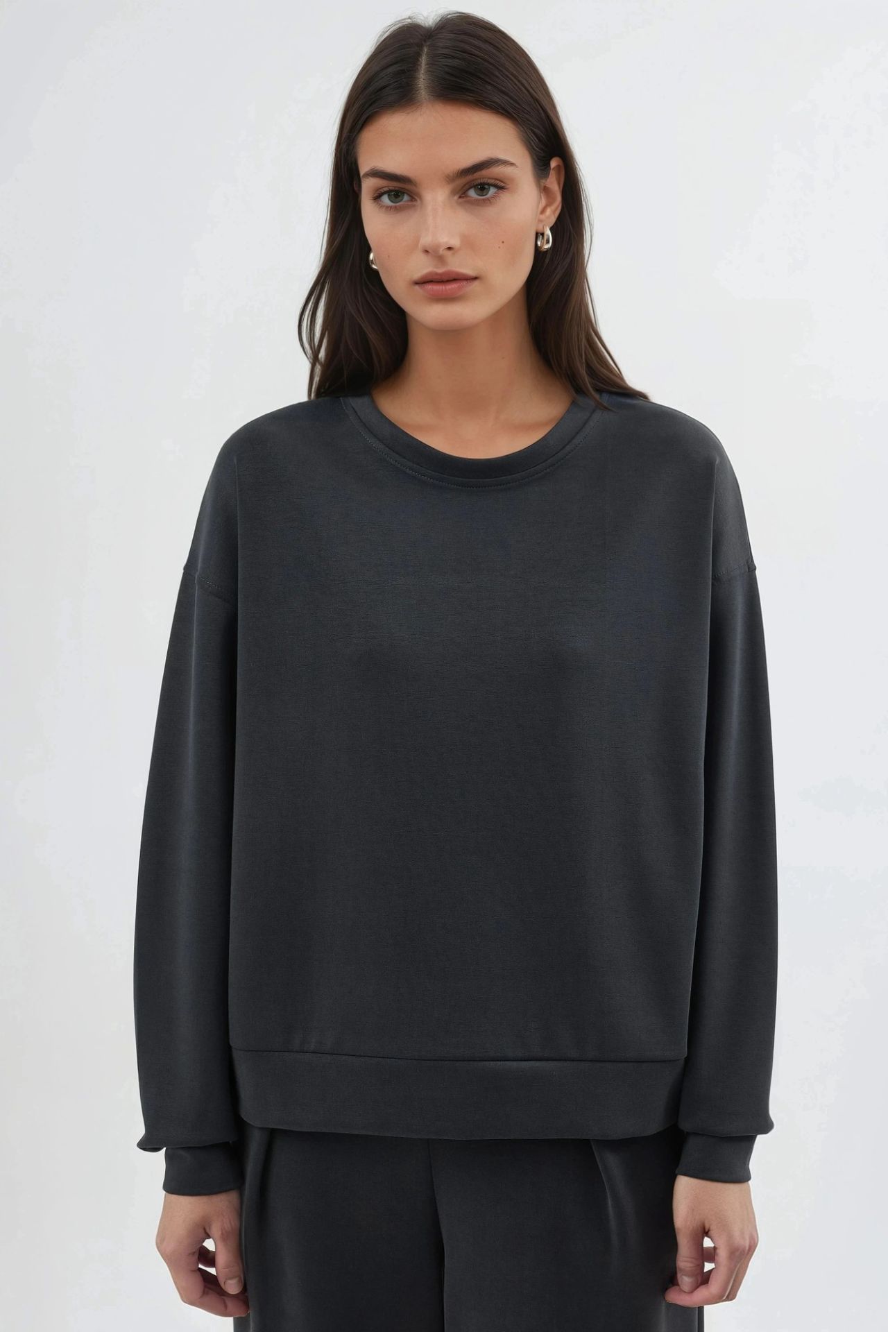 BUSEM Relaxed Fit Crew Neck Modal Sweatshirt