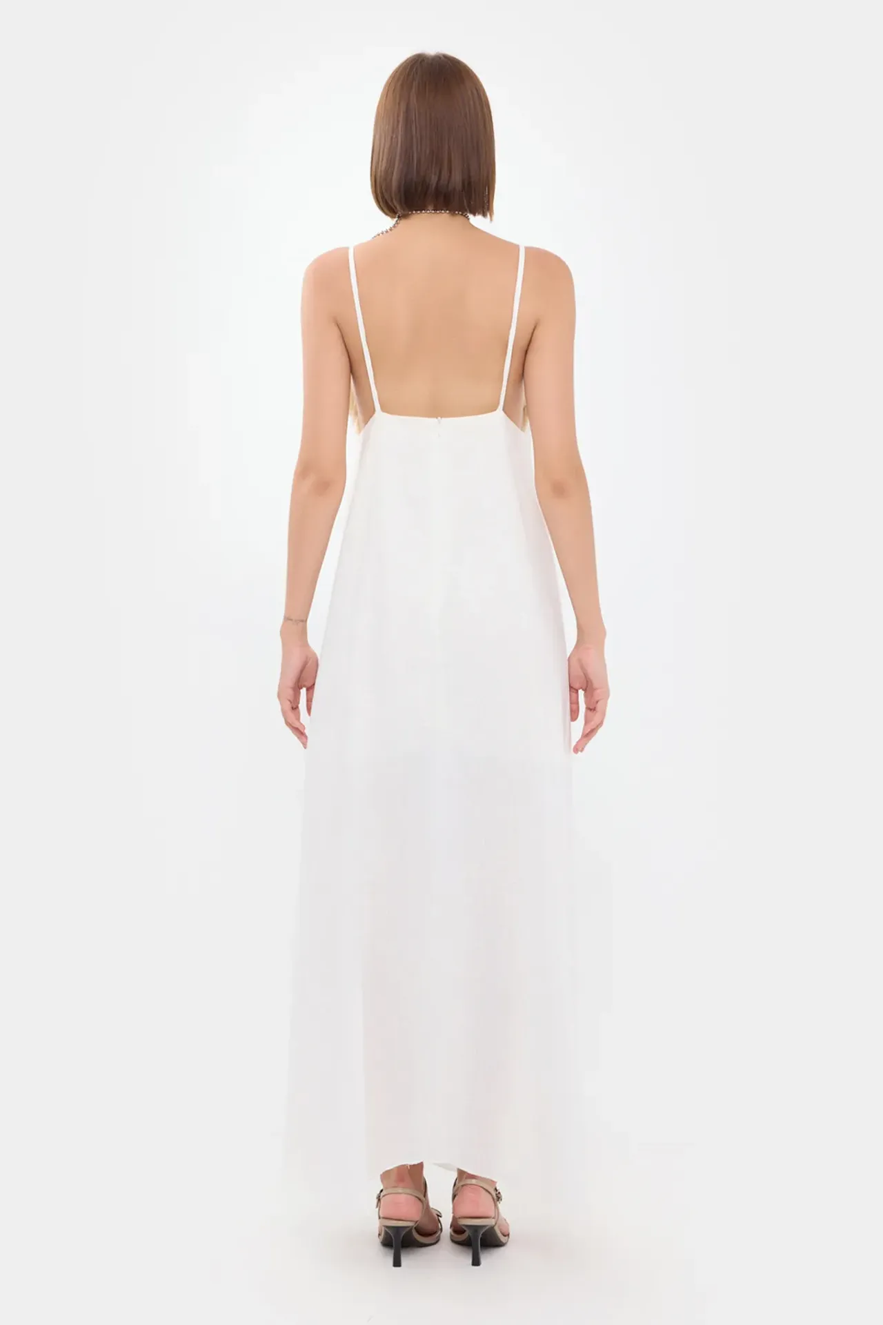 Sleeveless V-Neck Maxi Dress with Flower Detail