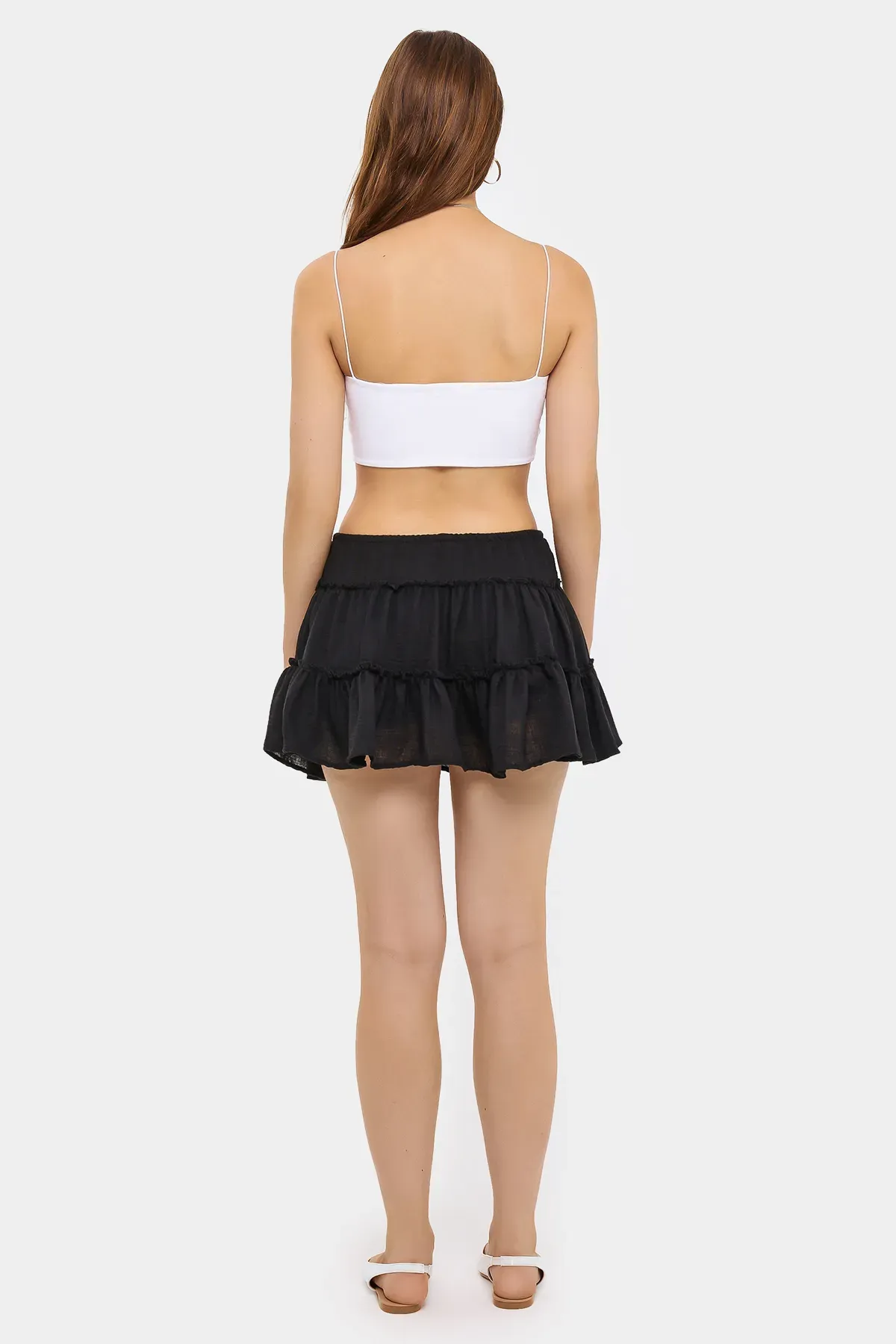 Ruffled Tiered Woven Skirt with Elastic Waist 5