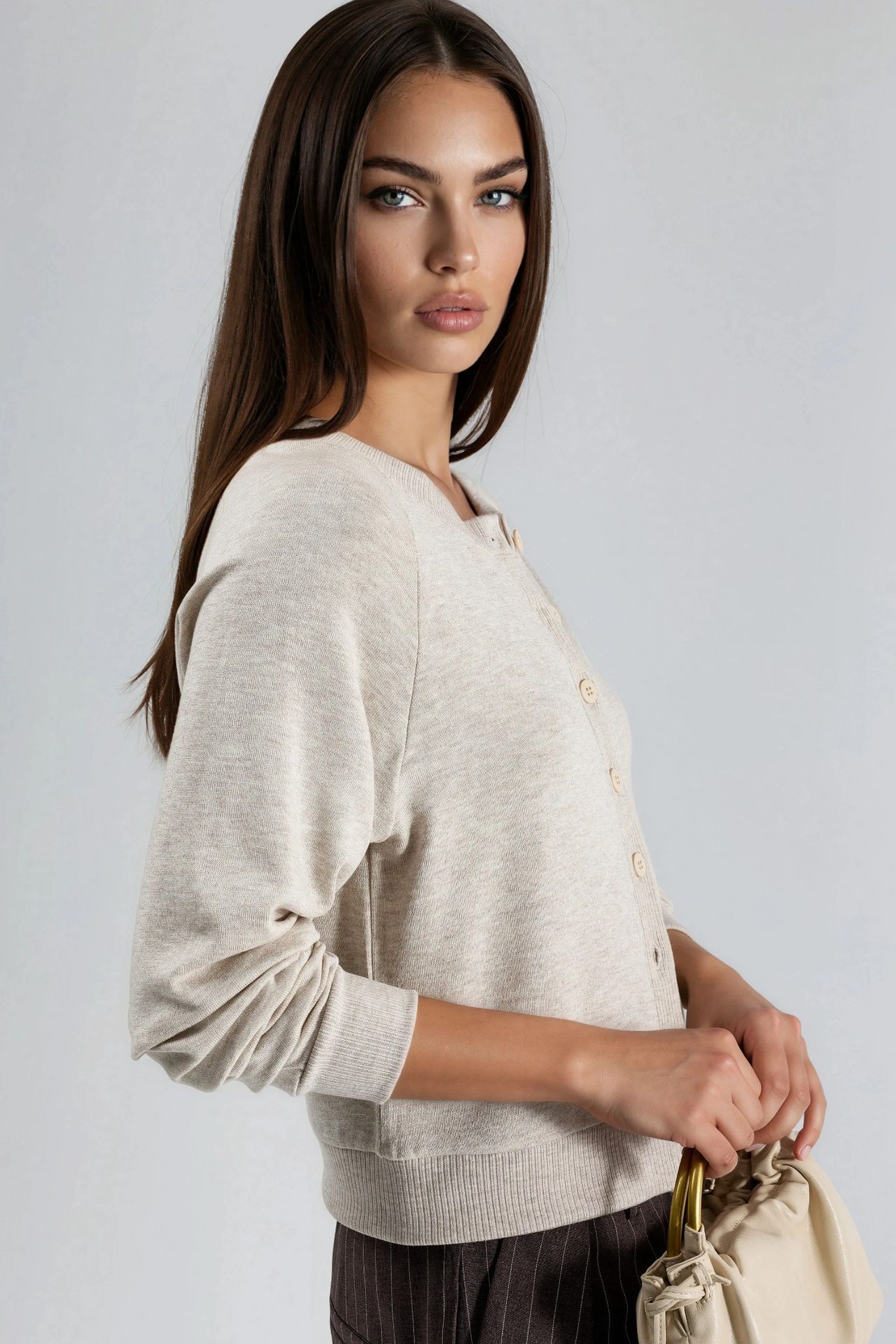 BUSEM Crew Neck Buttoned Cardigan