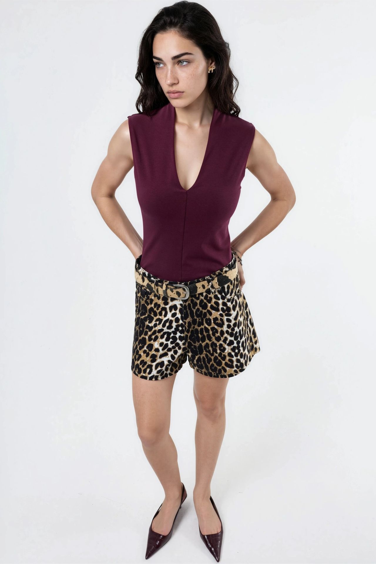 BUSEM V-neck Sleeveless Drape Blouse 4