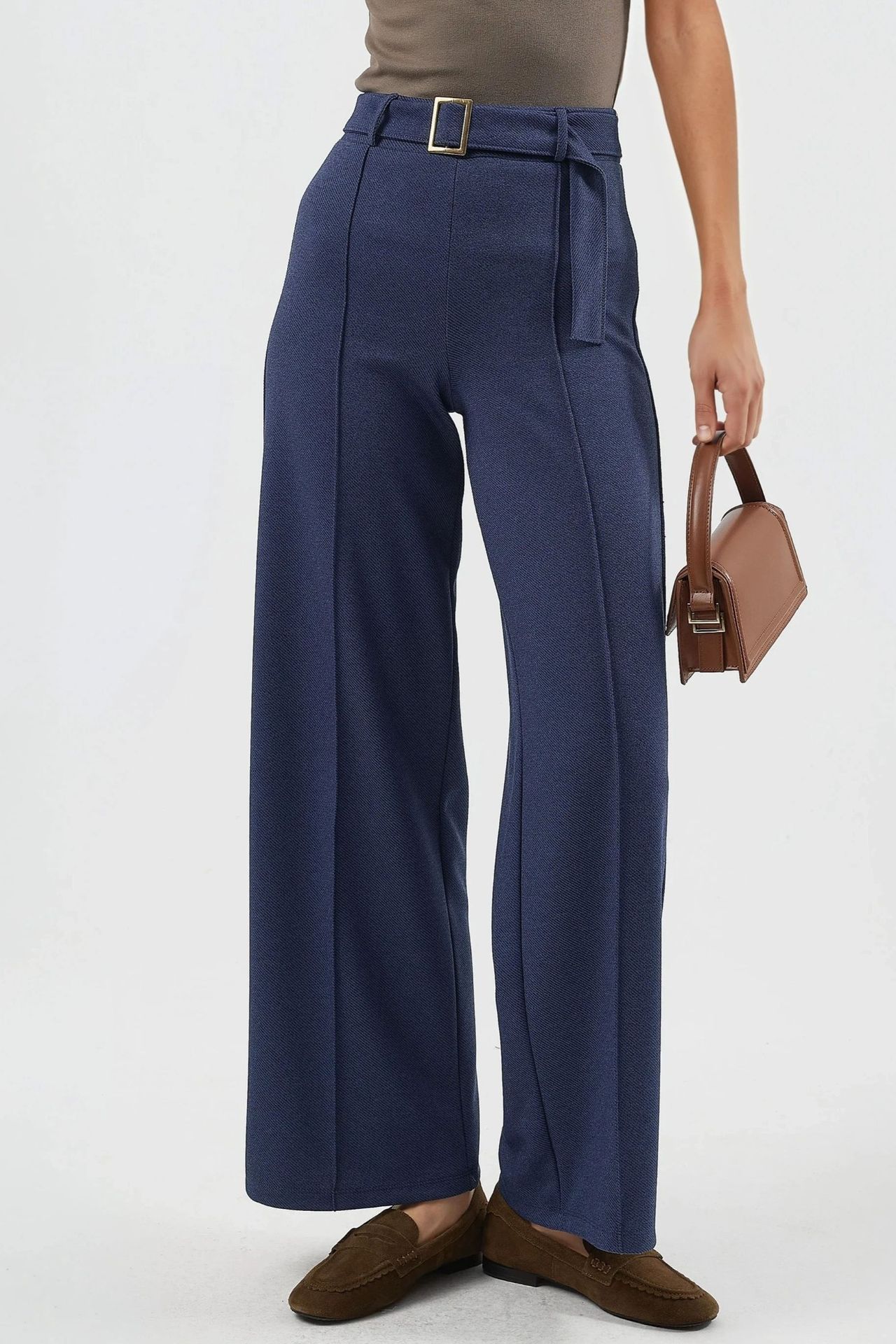 BUSEM High Waist Belted Straight Leg Pants 1