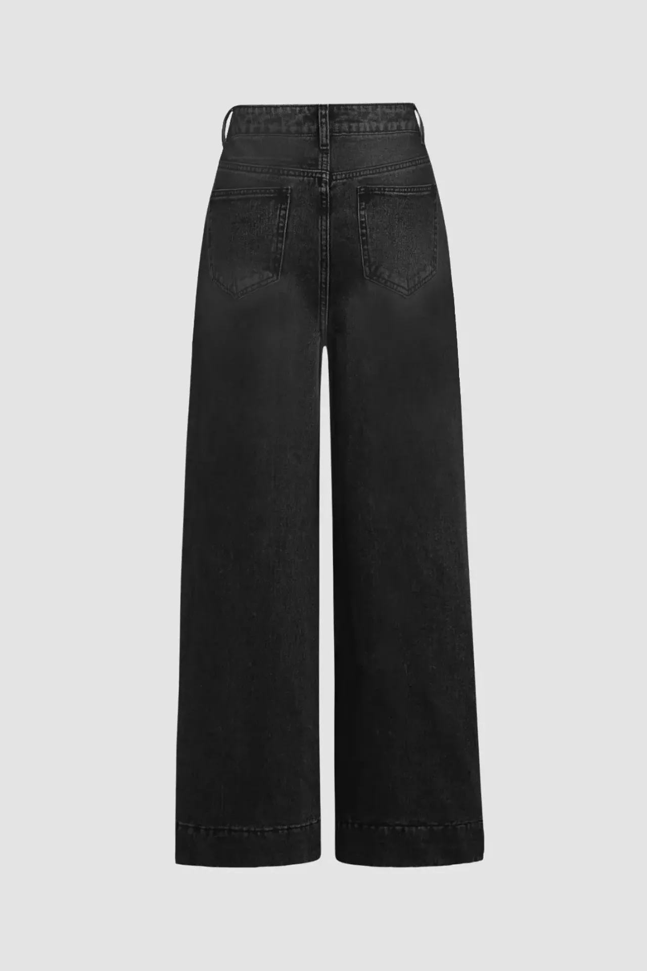 Washed Effect Wide Leg Denim Jeans