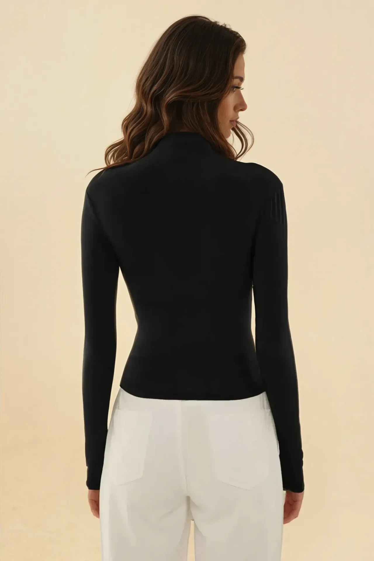 High Collar Drape Detail Blouse