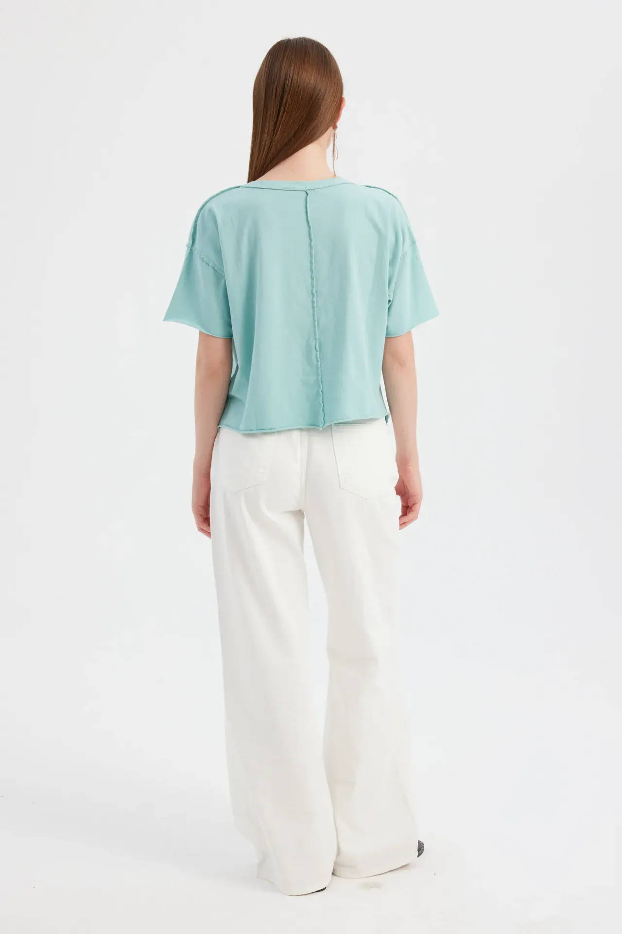 Basic Woven Round Neck Short Sleeve T-Shirt