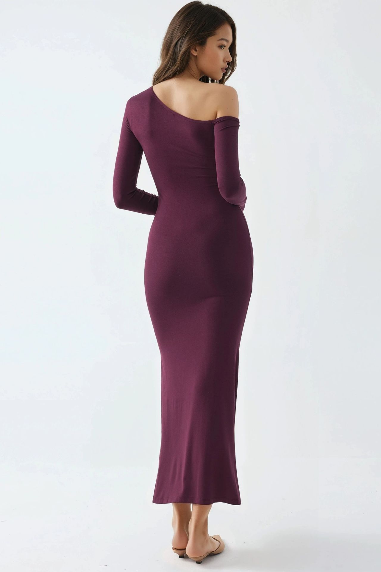 BUSEM Asymmetrical Collar Maxi Dress with Slit