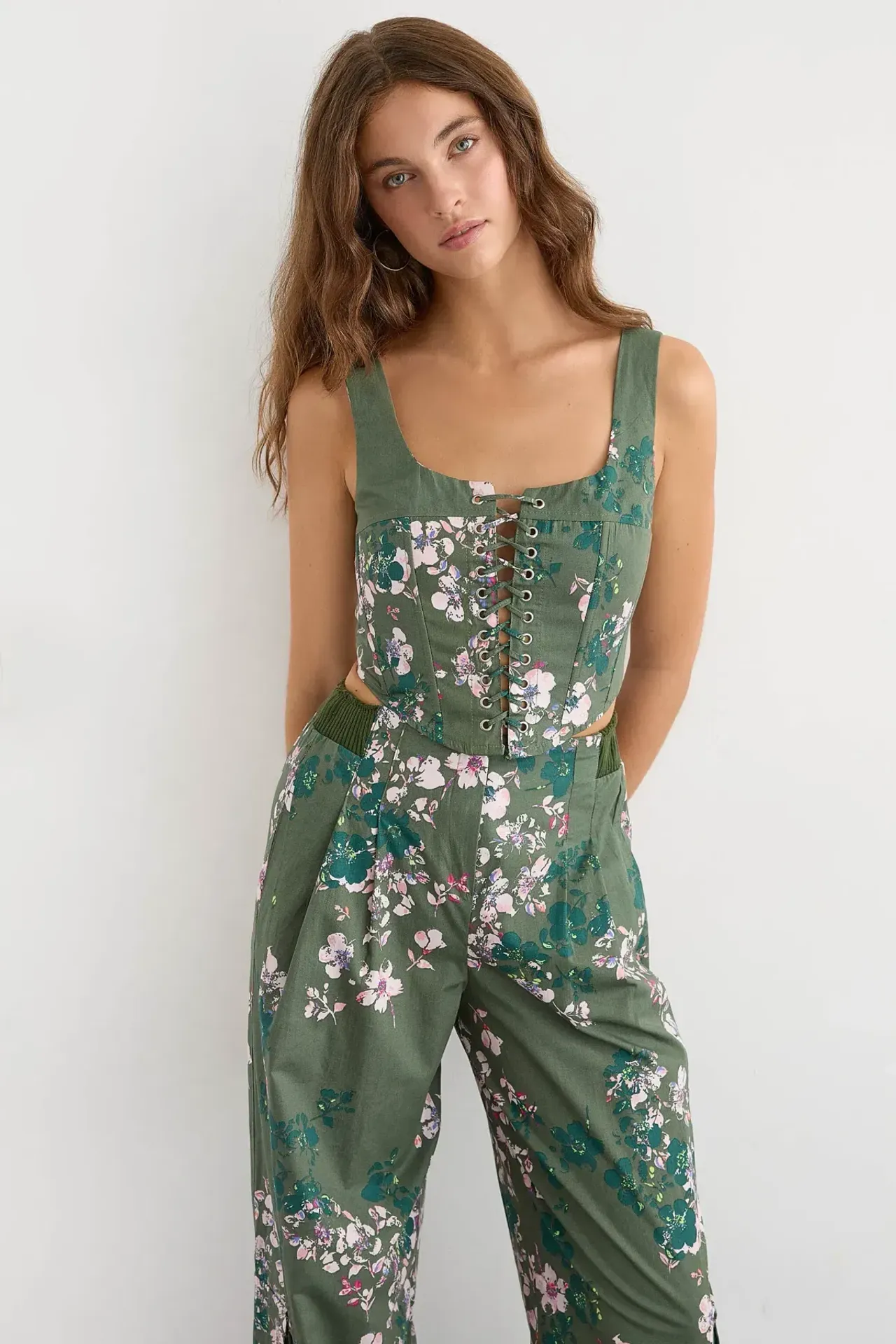 Floral Square Neck Sleeveless Coords Set