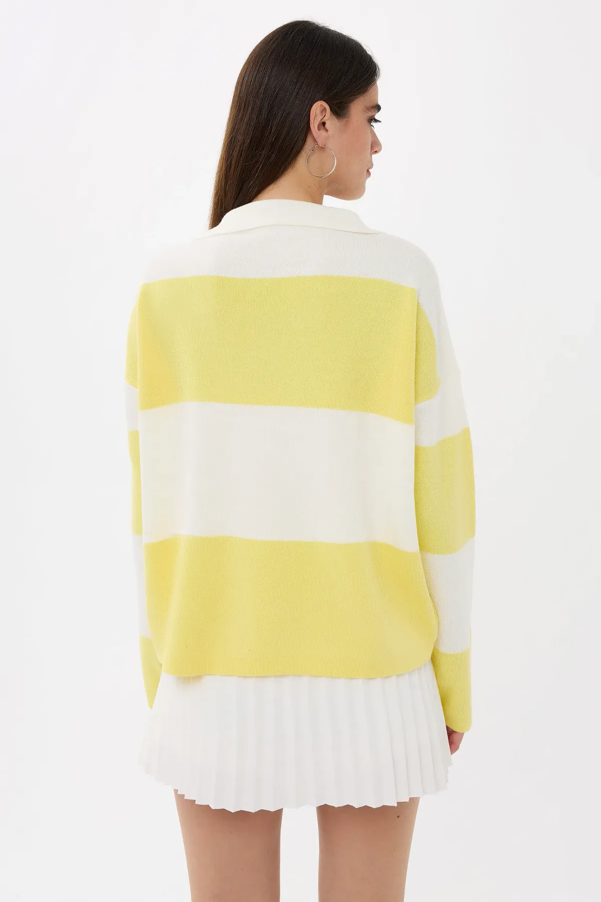 Striped Polo Collar Knit Sweater 4