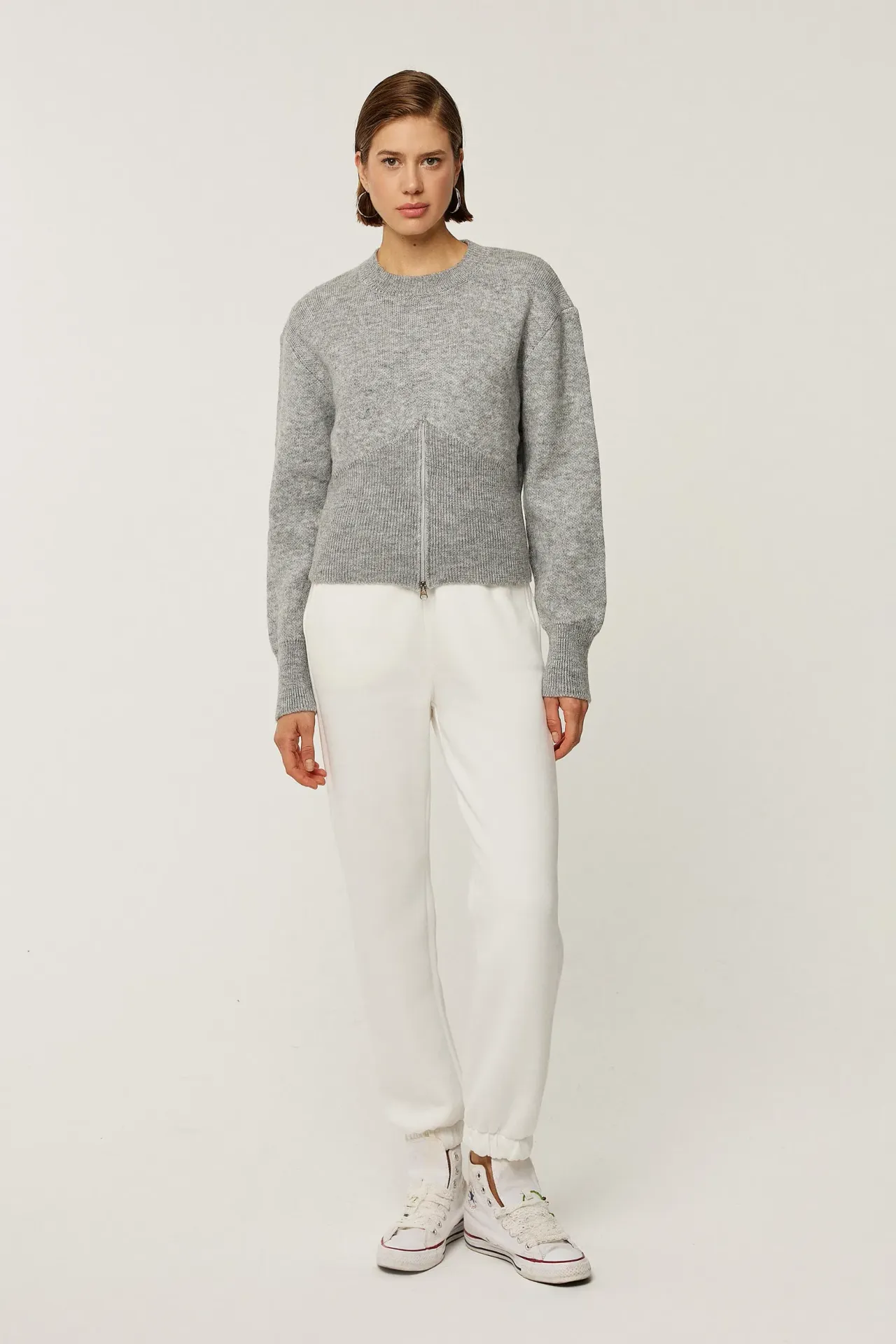 Zippered Knit Sweater
