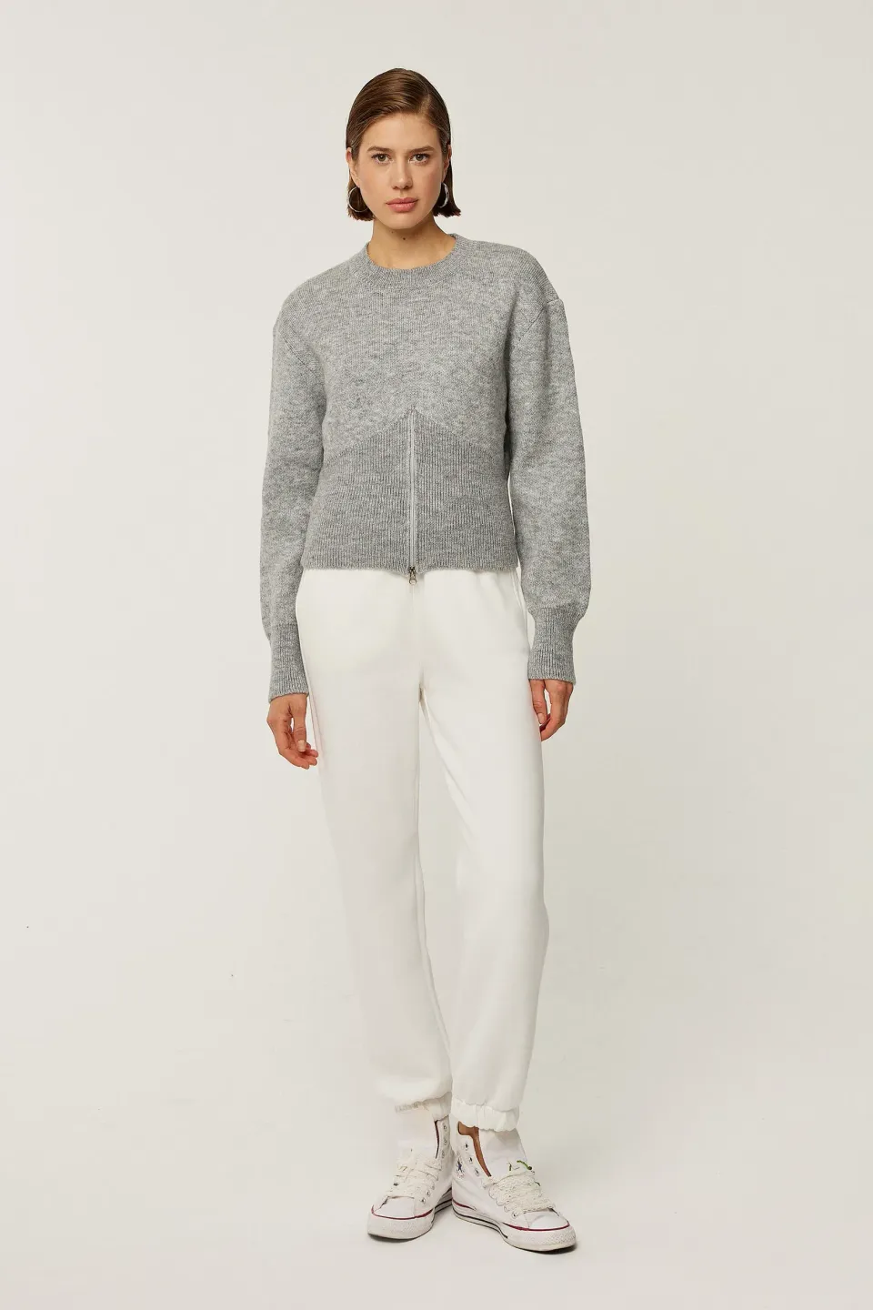 Zippered Knit Sweater
