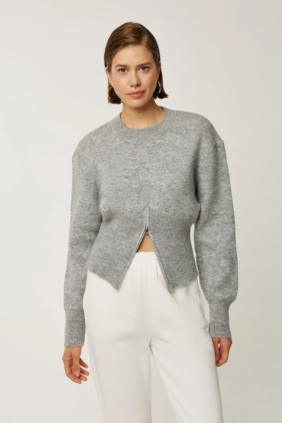 Zippered Knit Sweater