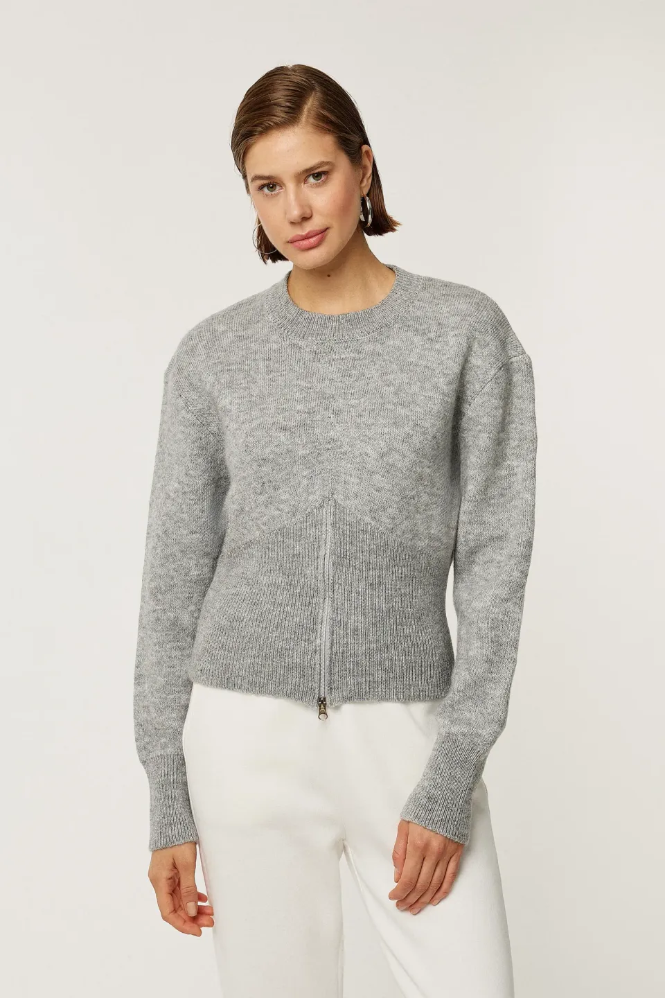 Zippered Knit Sweater