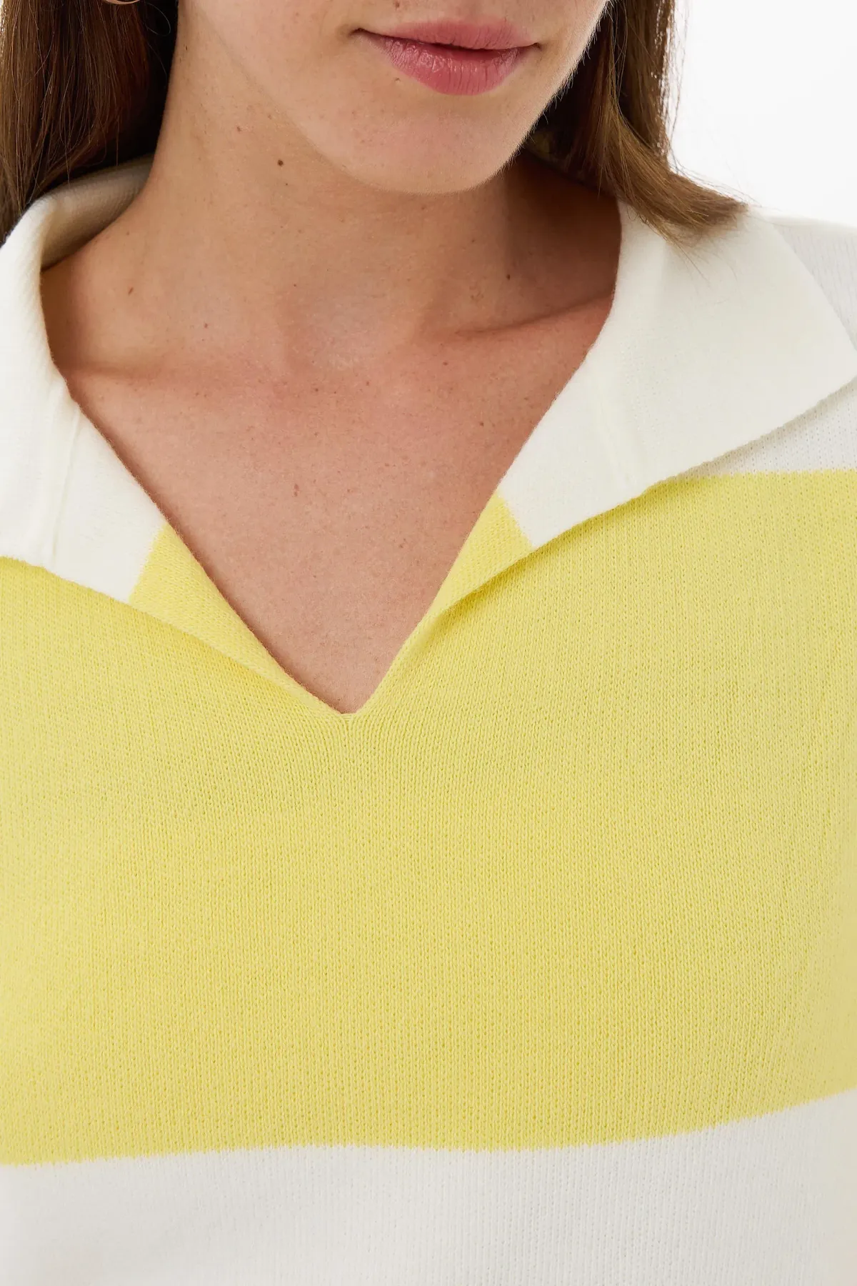 Striped Polo Collar Knit Sweater 5