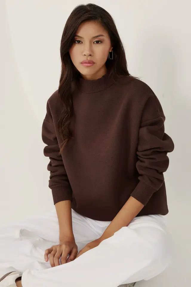 Oversized High-Neck Sweatshirt