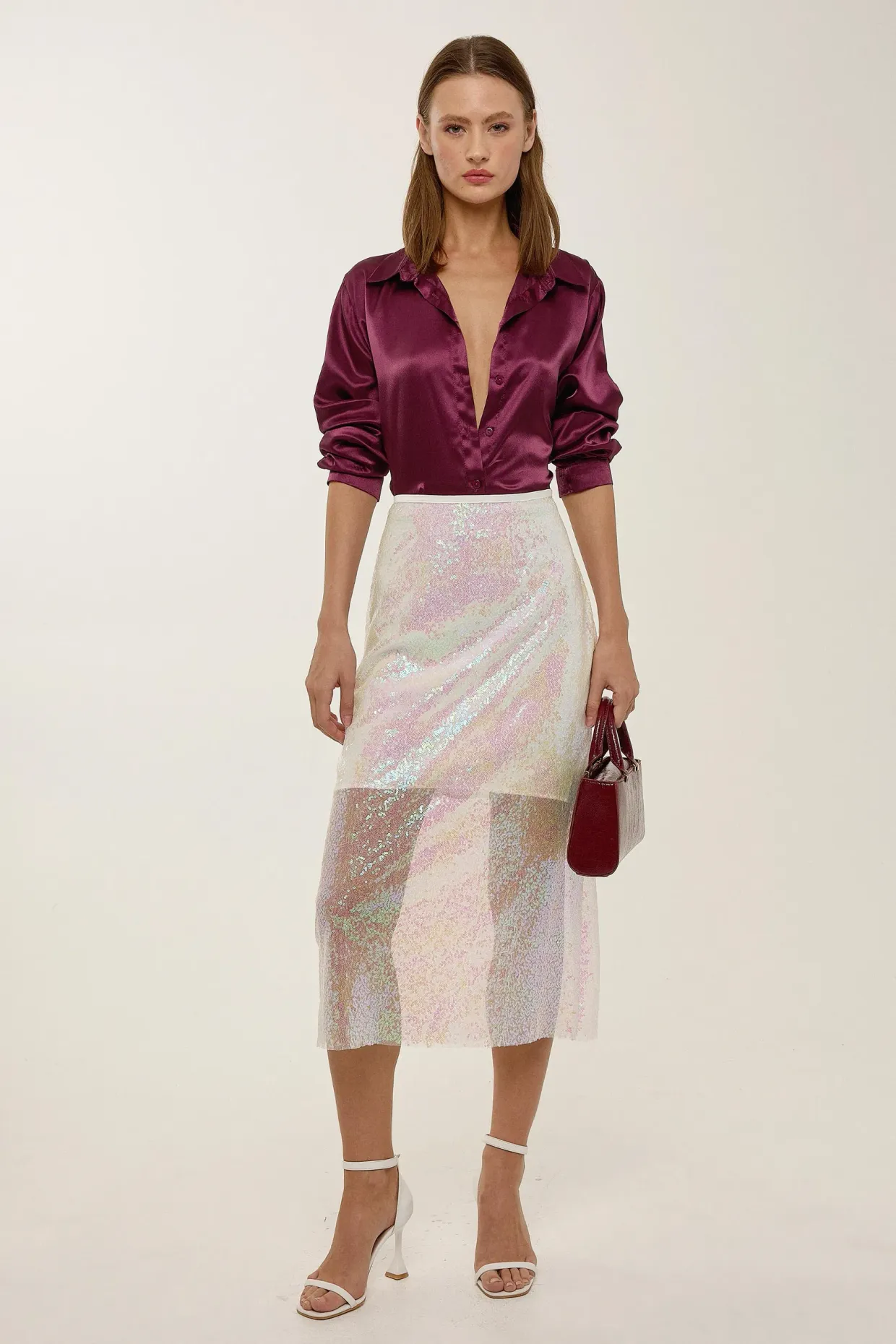 Midi Mesh Sequin Skirt 1