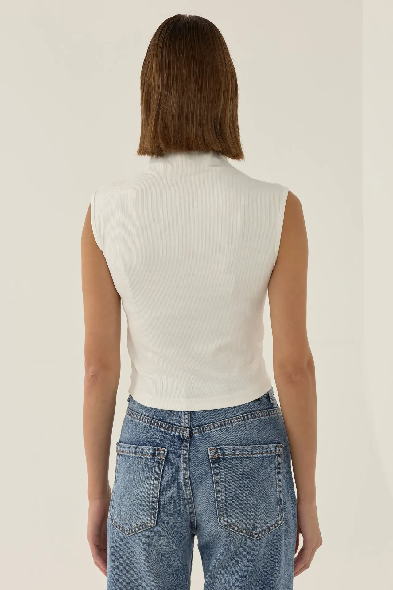 Ruched Half Turtleneck Crop Top