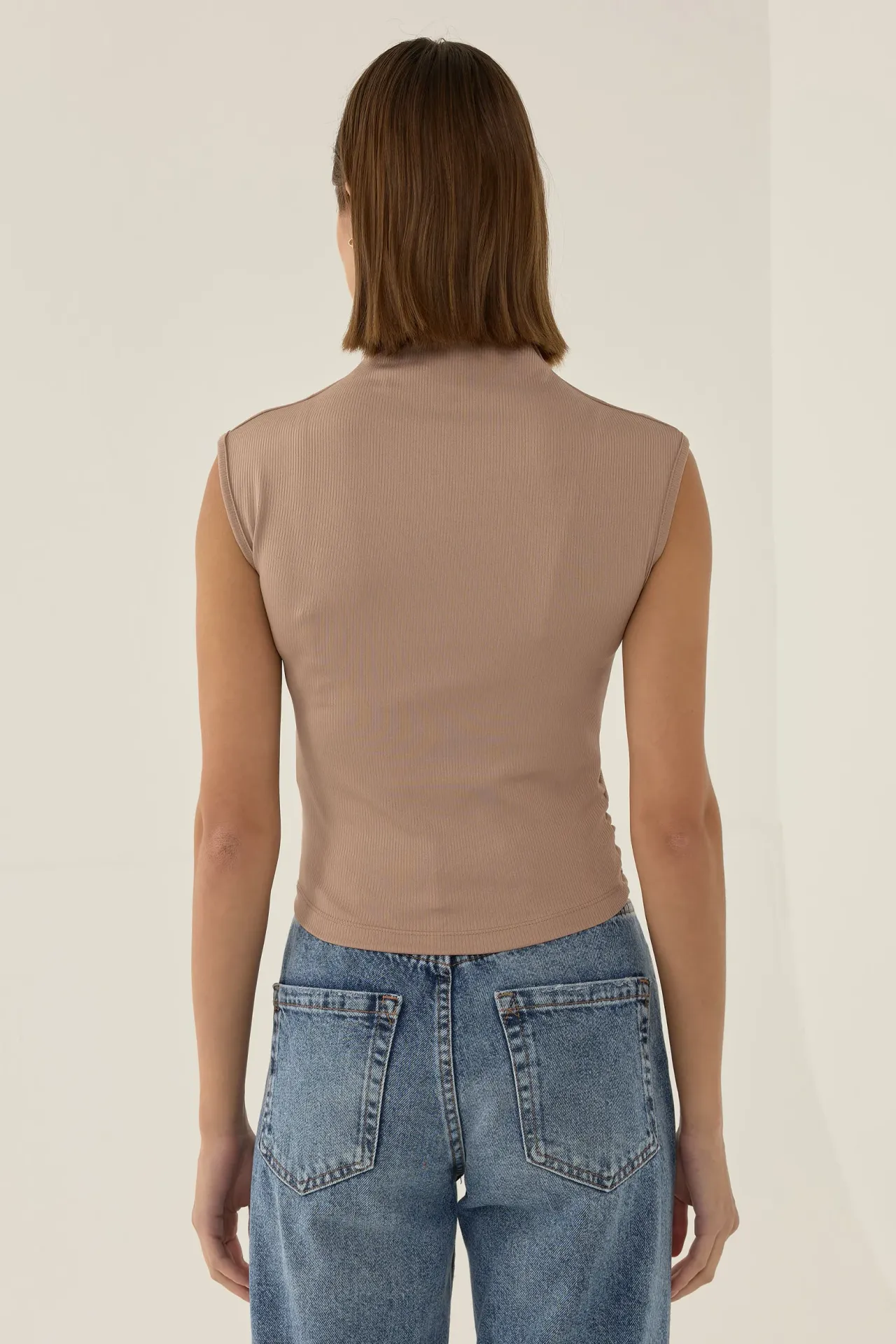 Ruched Half Turtleneck Crop Top