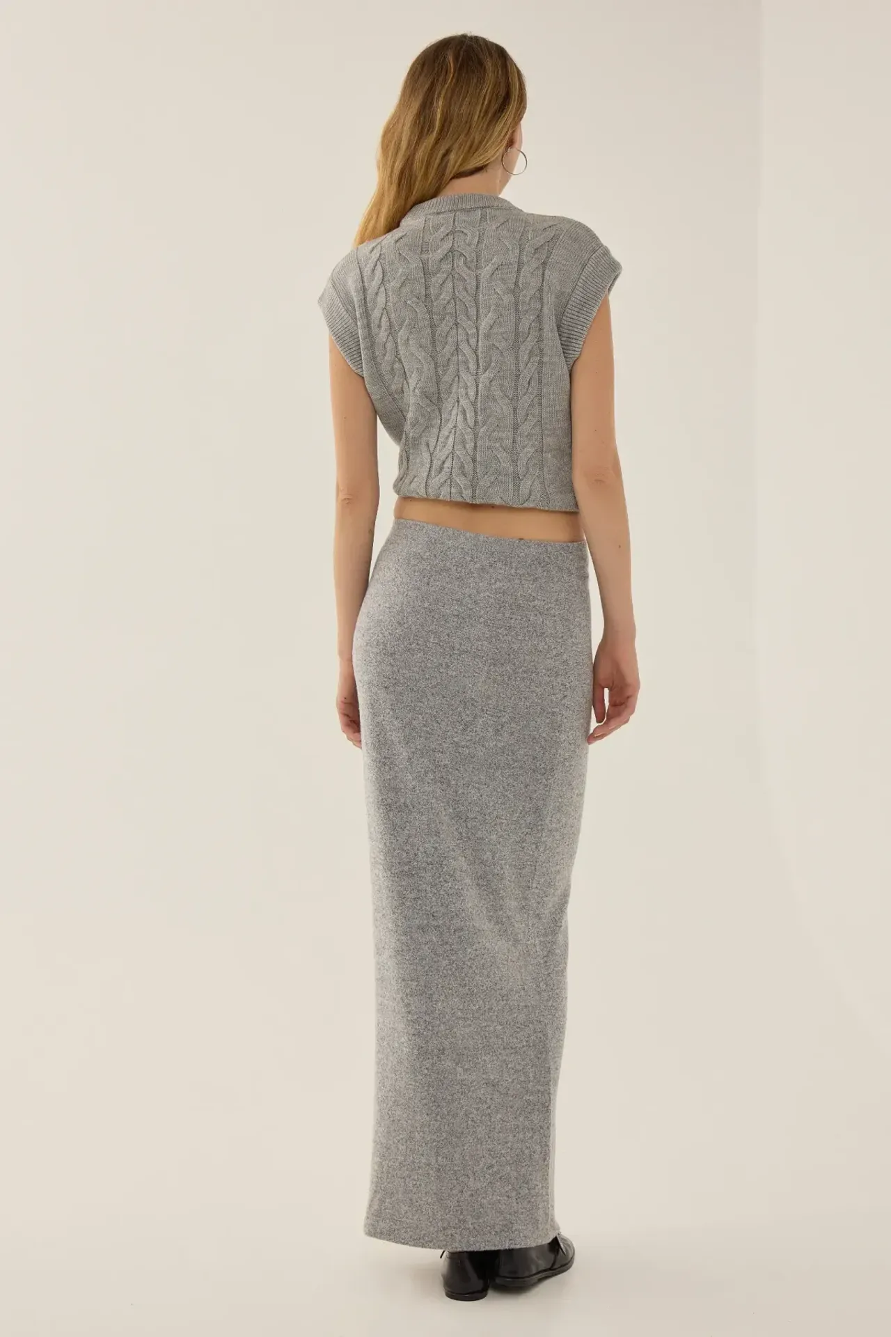 Textured High Waist Maxi Skirt 5