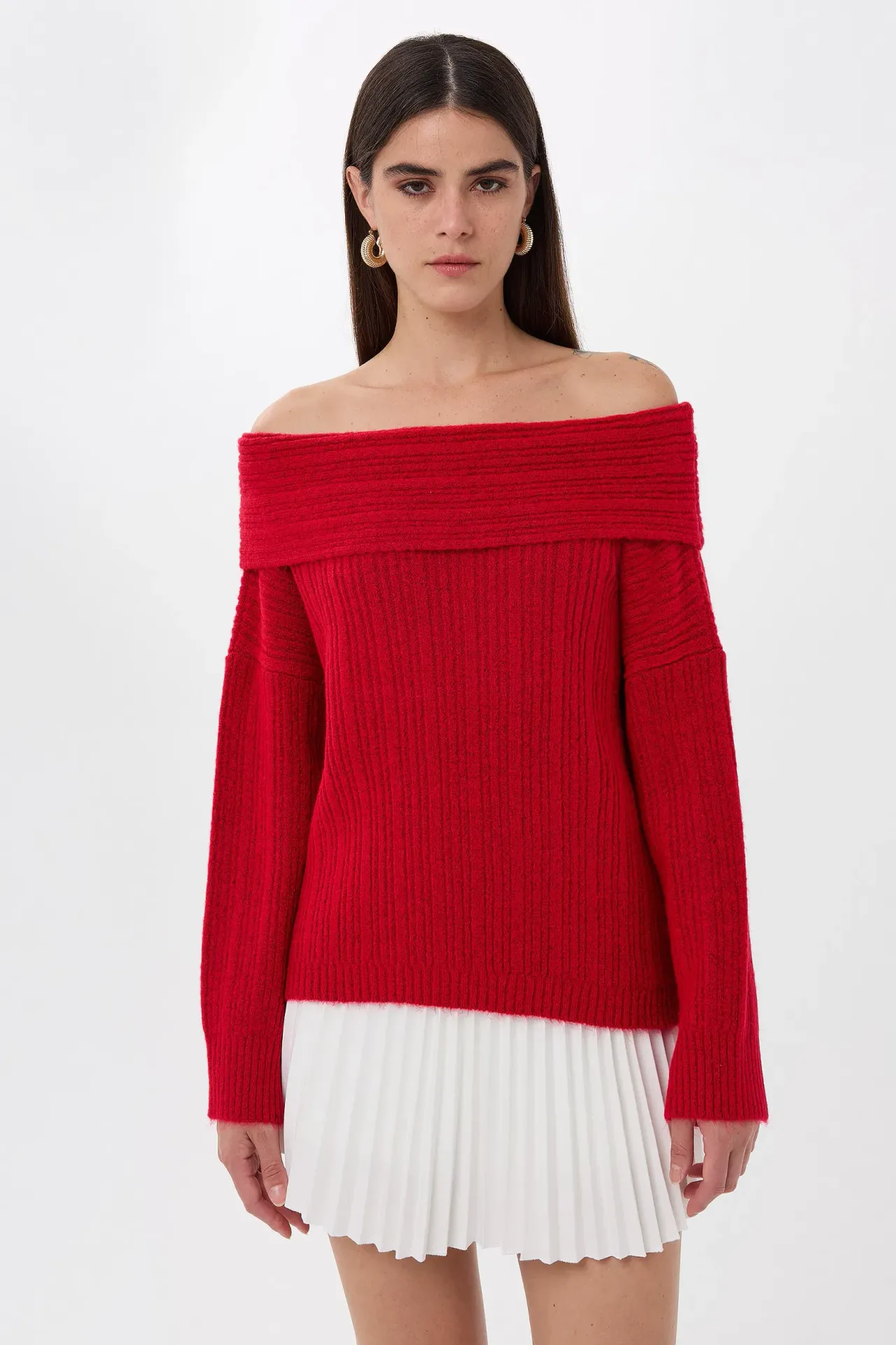 Off-Shoulder Knitted Sweater
