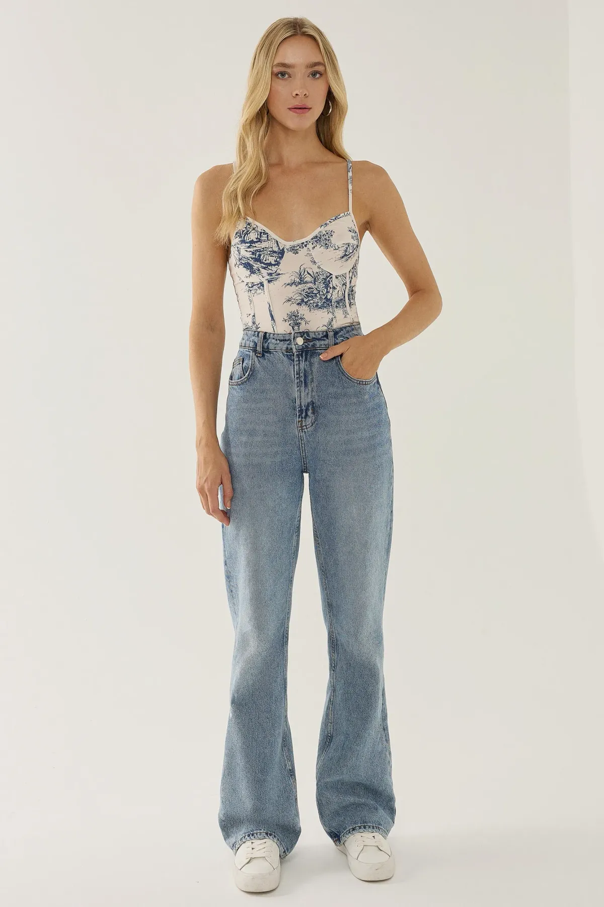 Corset Inspired Patterned Bodysuit 3