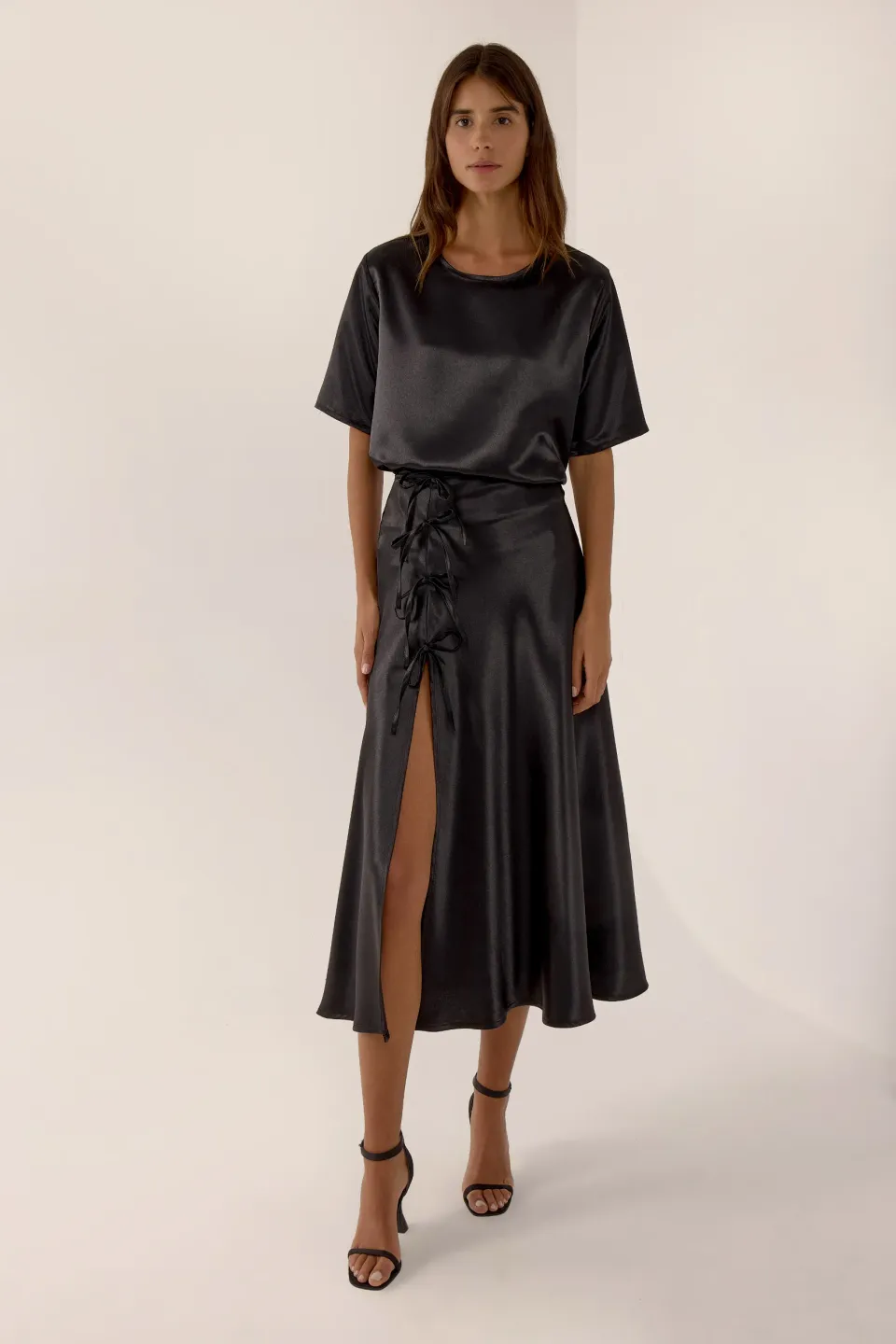 Satin Crew Neck Blouse
