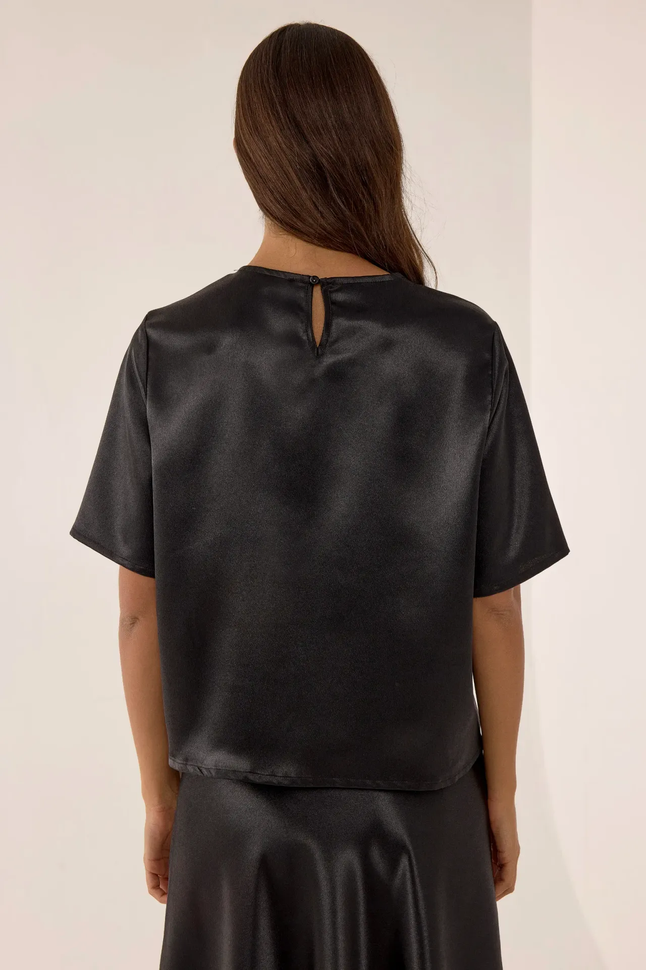 Satin Crew Neck Blouse