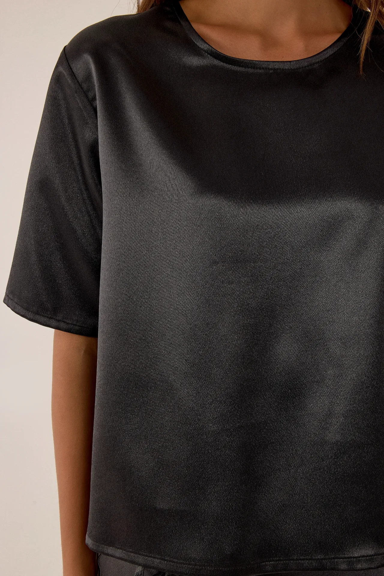 Satin Crew Neck Blouse