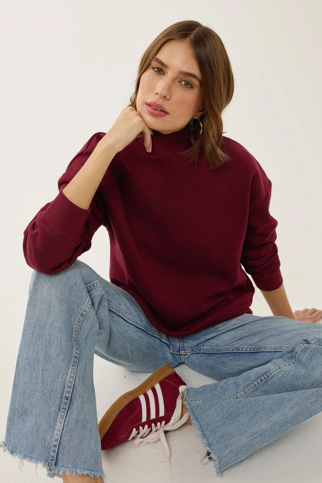 Oversized High-Neck Sweatshirt