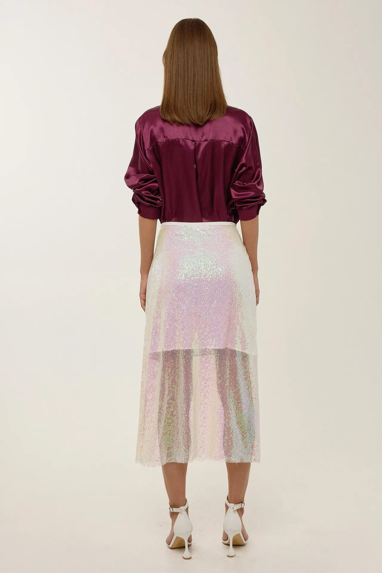Midi Mesh Sequin Skirt