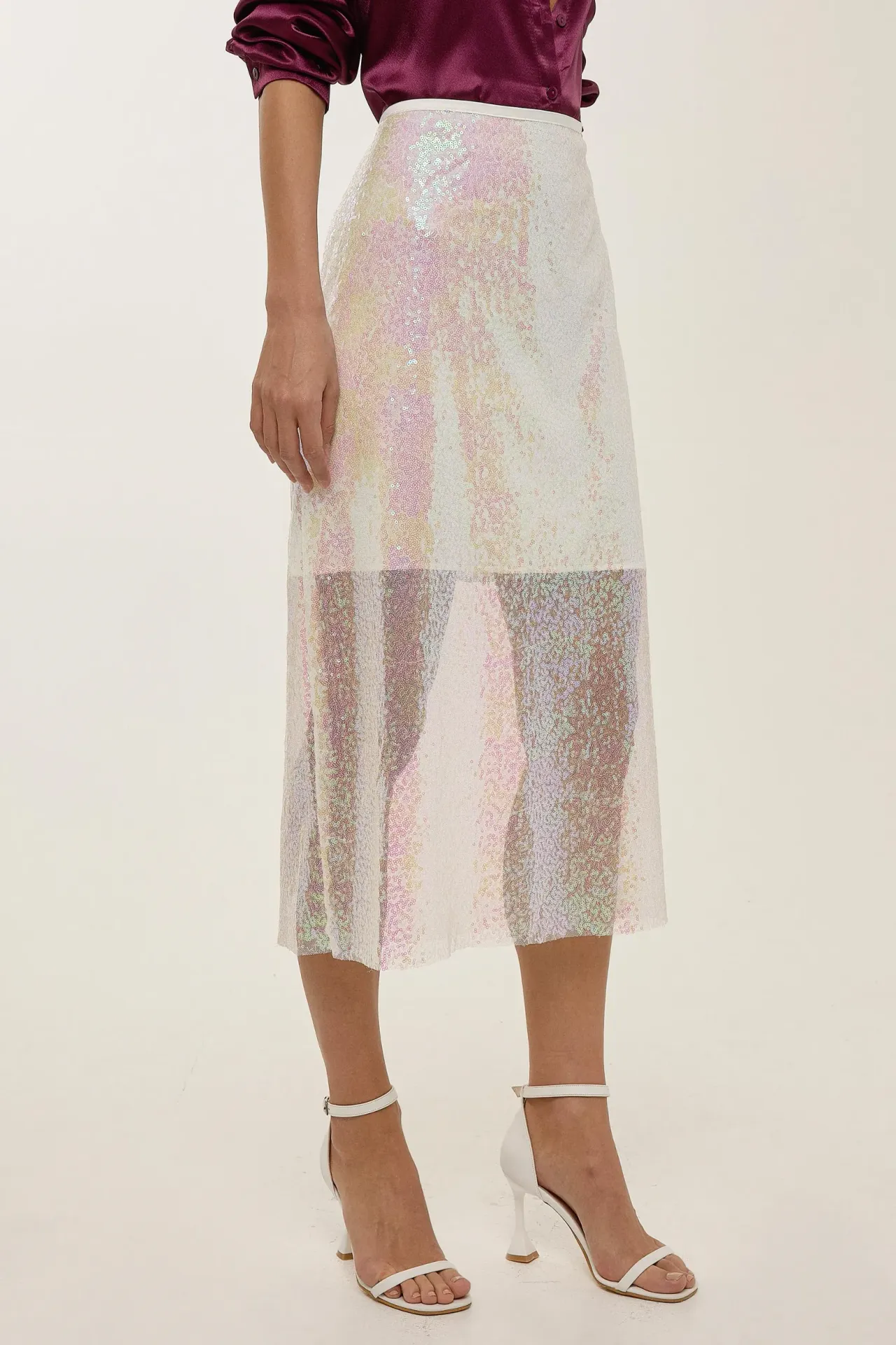 Midi Mesh Sequin Skirt