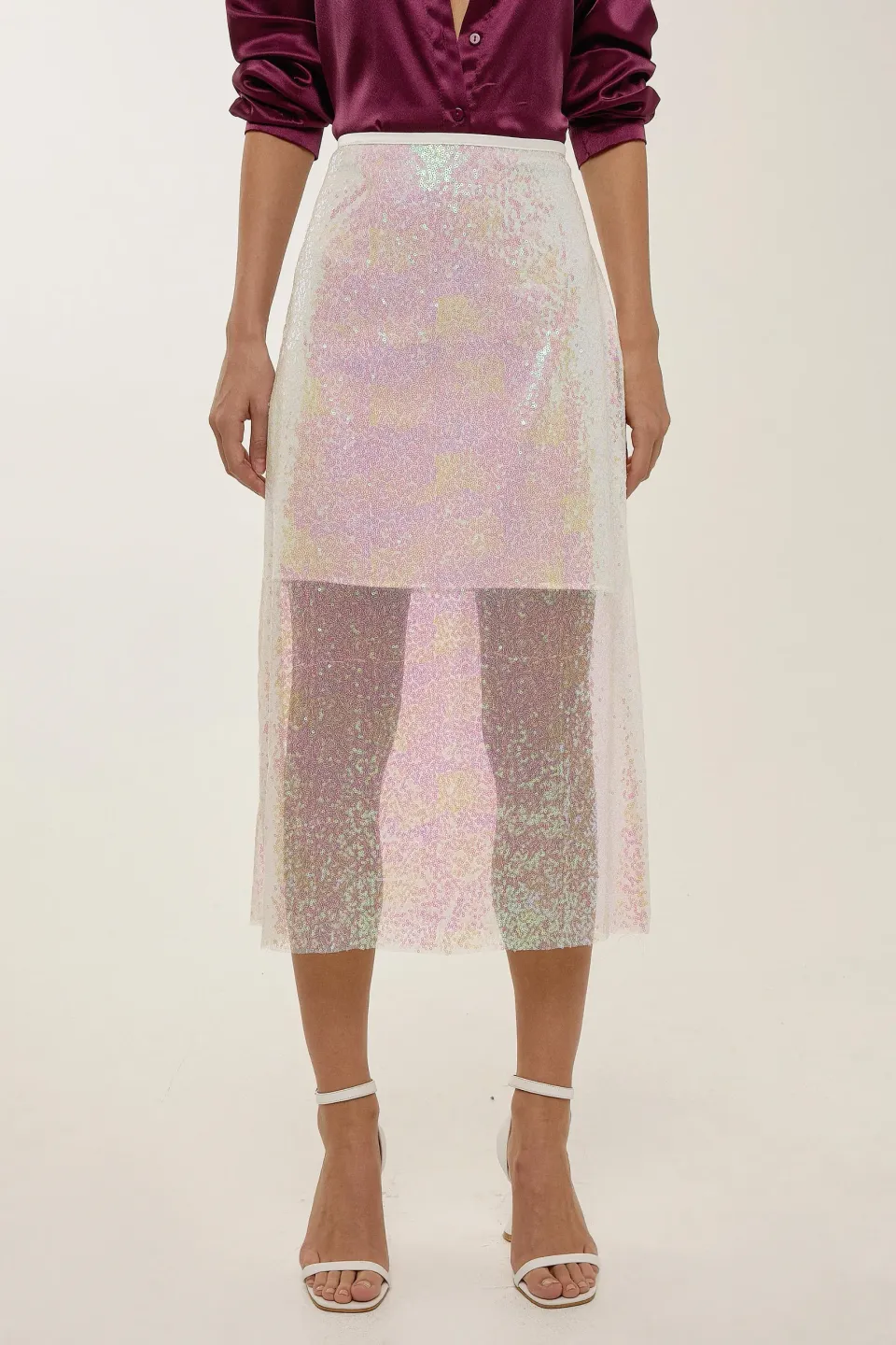 Midi Mesh Sequin Skirt