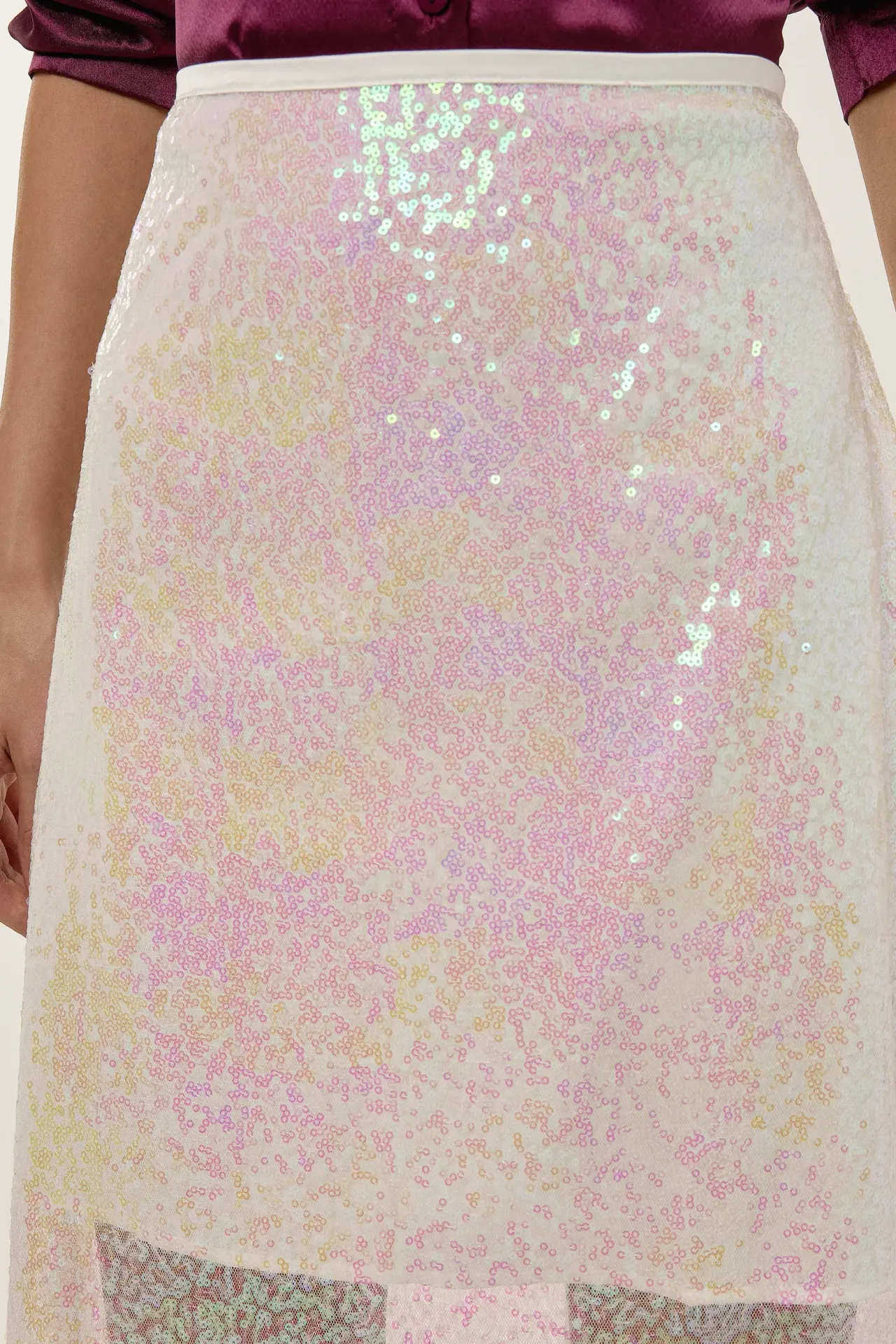 Midi Mesh Sequin Skirt