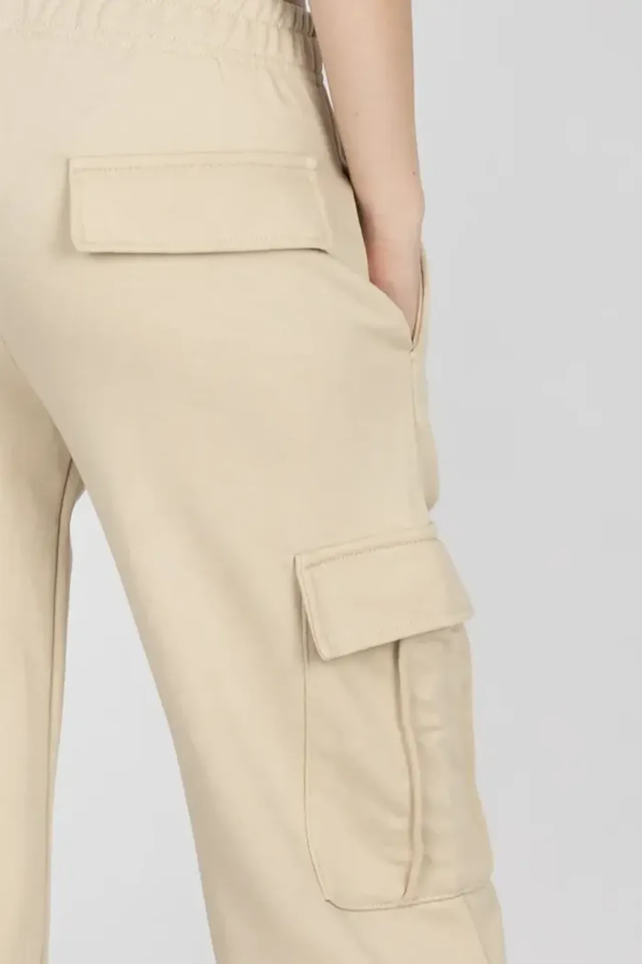 Mid Rise Elastic Waist Cargo Joggers