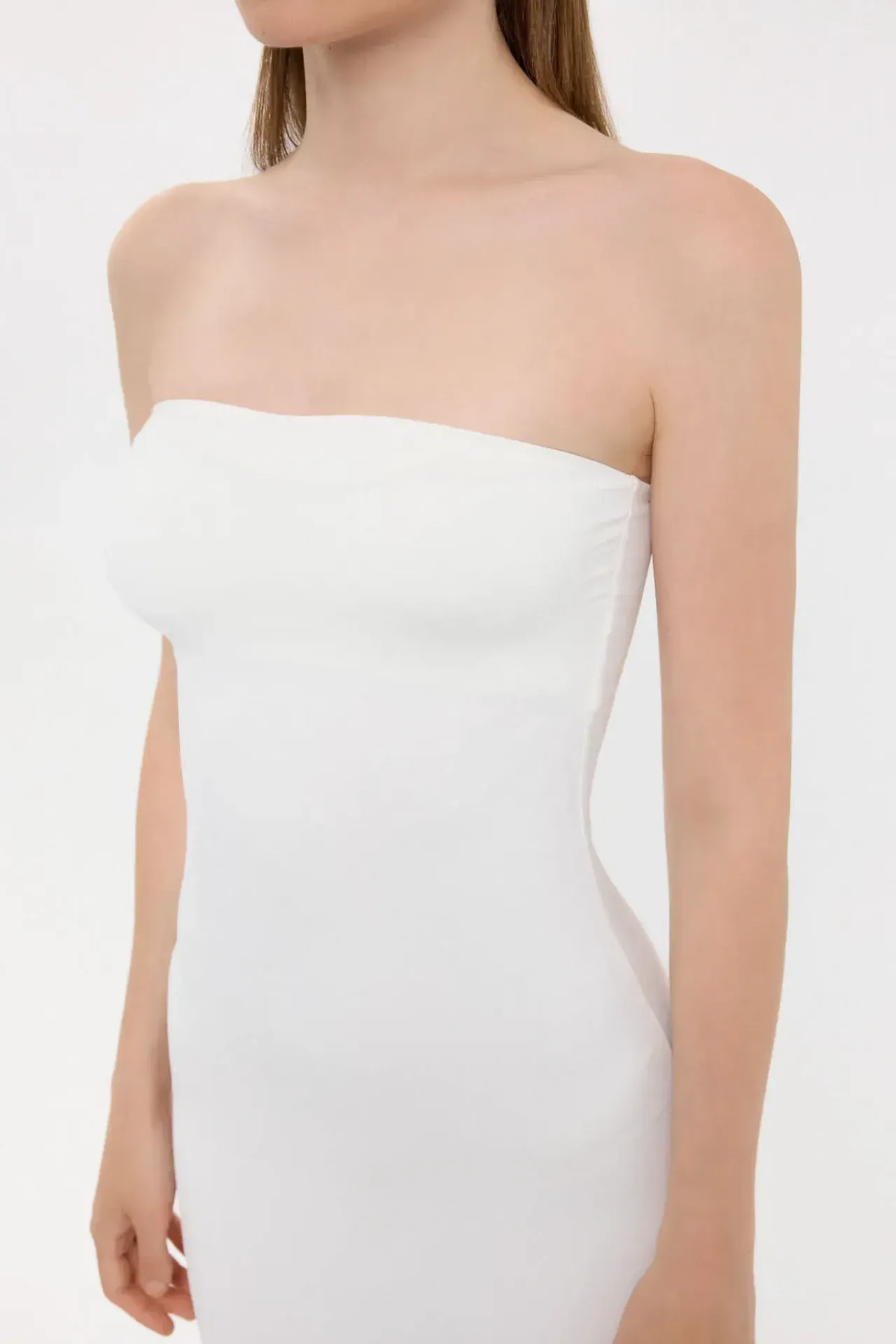 Strapless Bodycon Maxi Dress with Side Slit