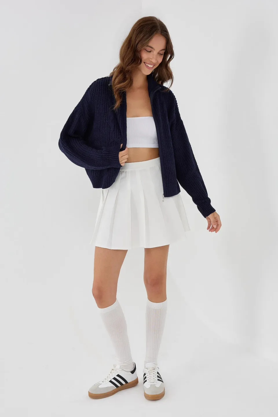 Oversized Knit Cardigan with Zipper