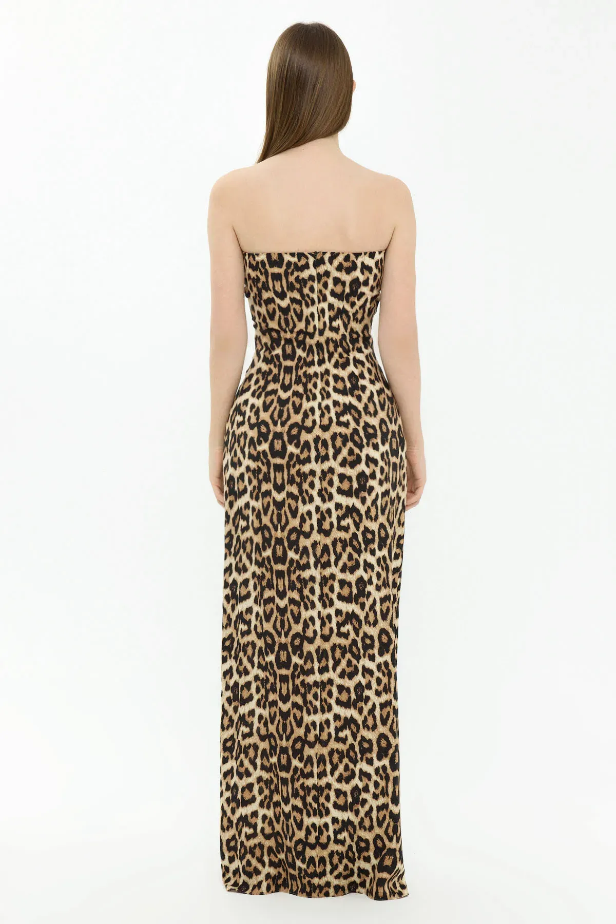 Animal Print Strapless Maxi Dress 4