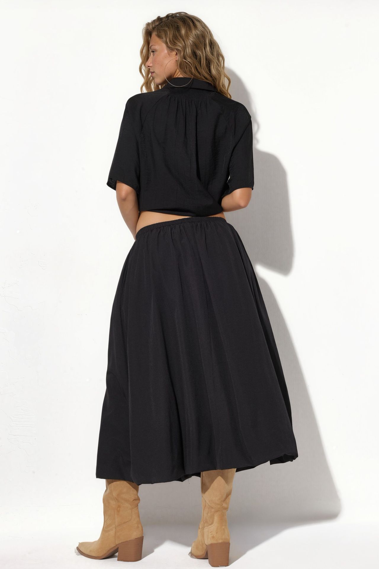 BUSEM High-Waist A-Line Midi Skirt 3