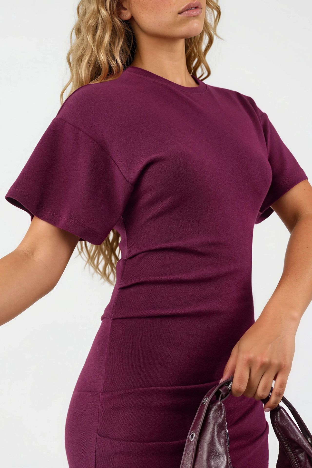 BUSEM Solid Crew Neck Bodycon Midi Dress 5