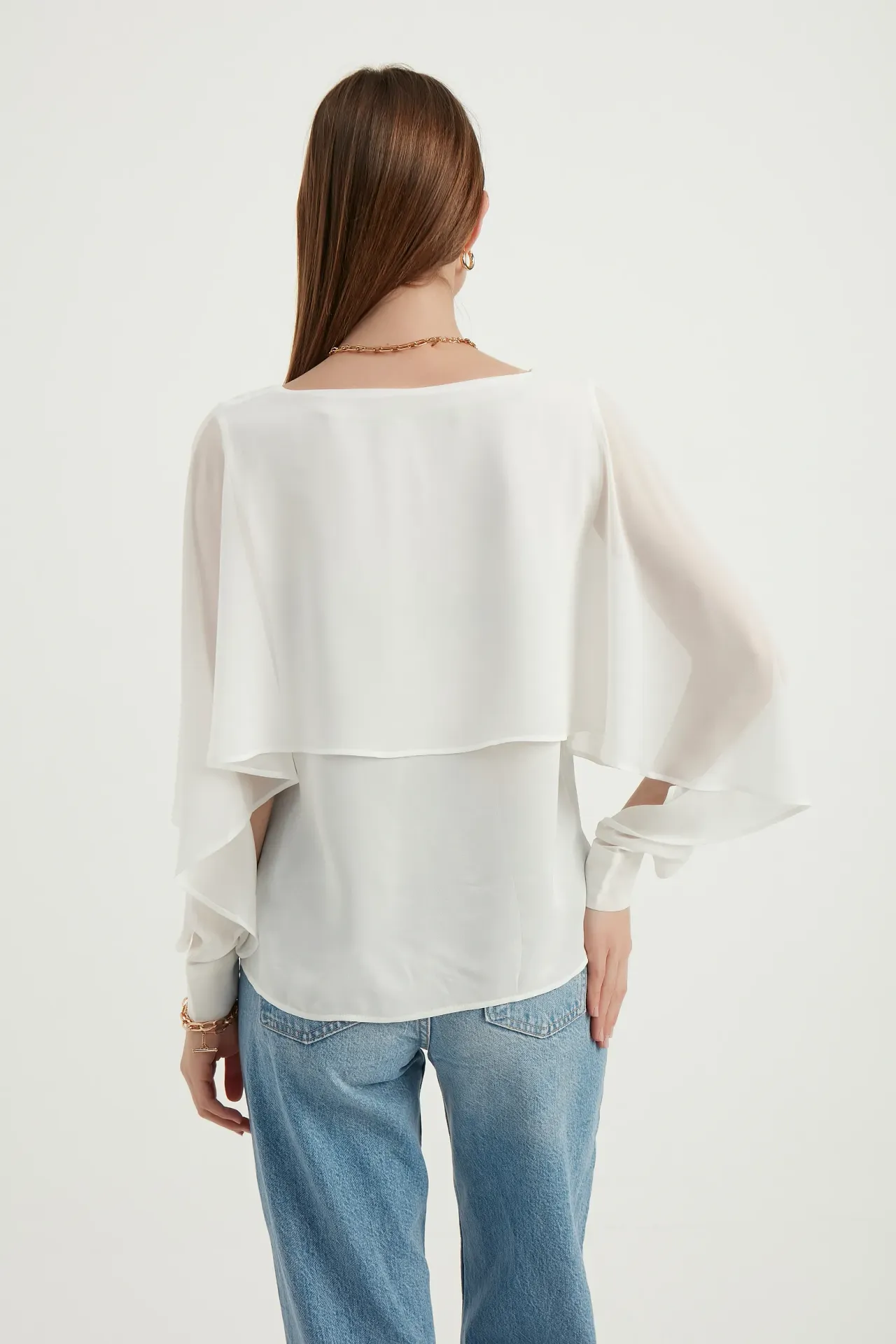 Round Neck Chiffon Double Layer Blouse